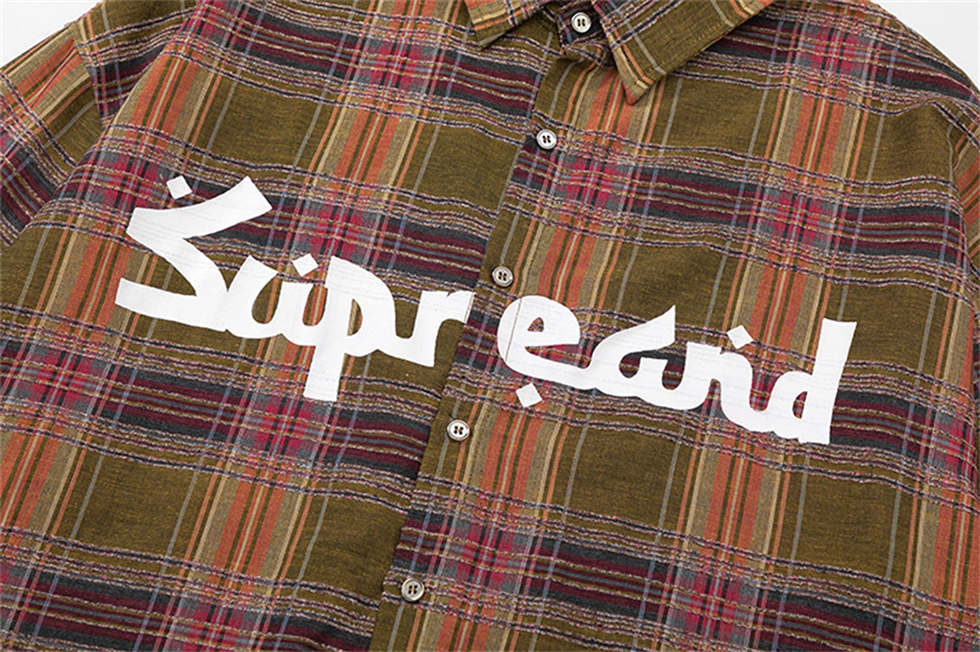 Color-contrast Check Letter Printed Long Sleeve DressShirt - enhanced image 12