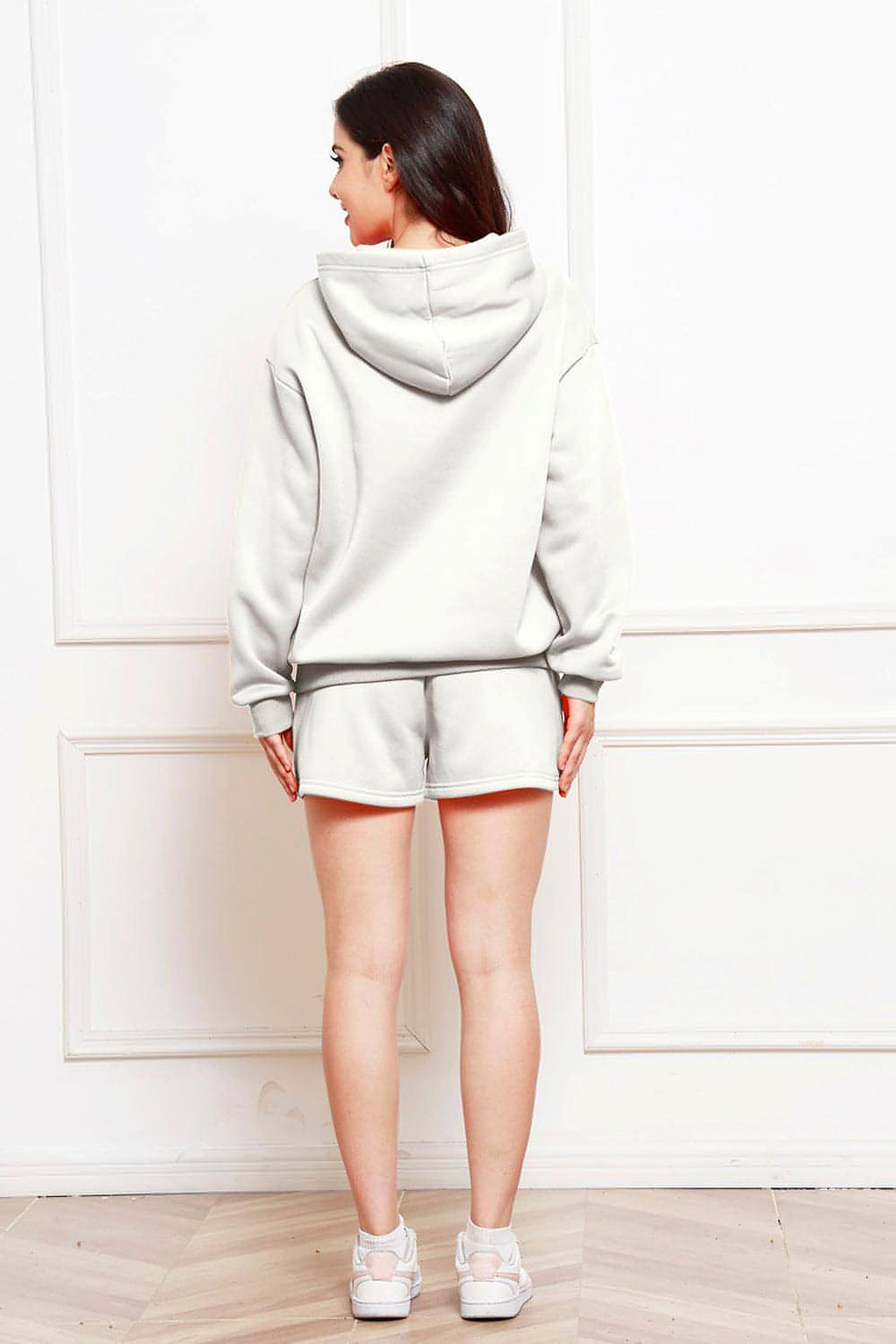 Drop Shoulder Long Sleeve Hoodie and Shorts Set - enhanced image 12