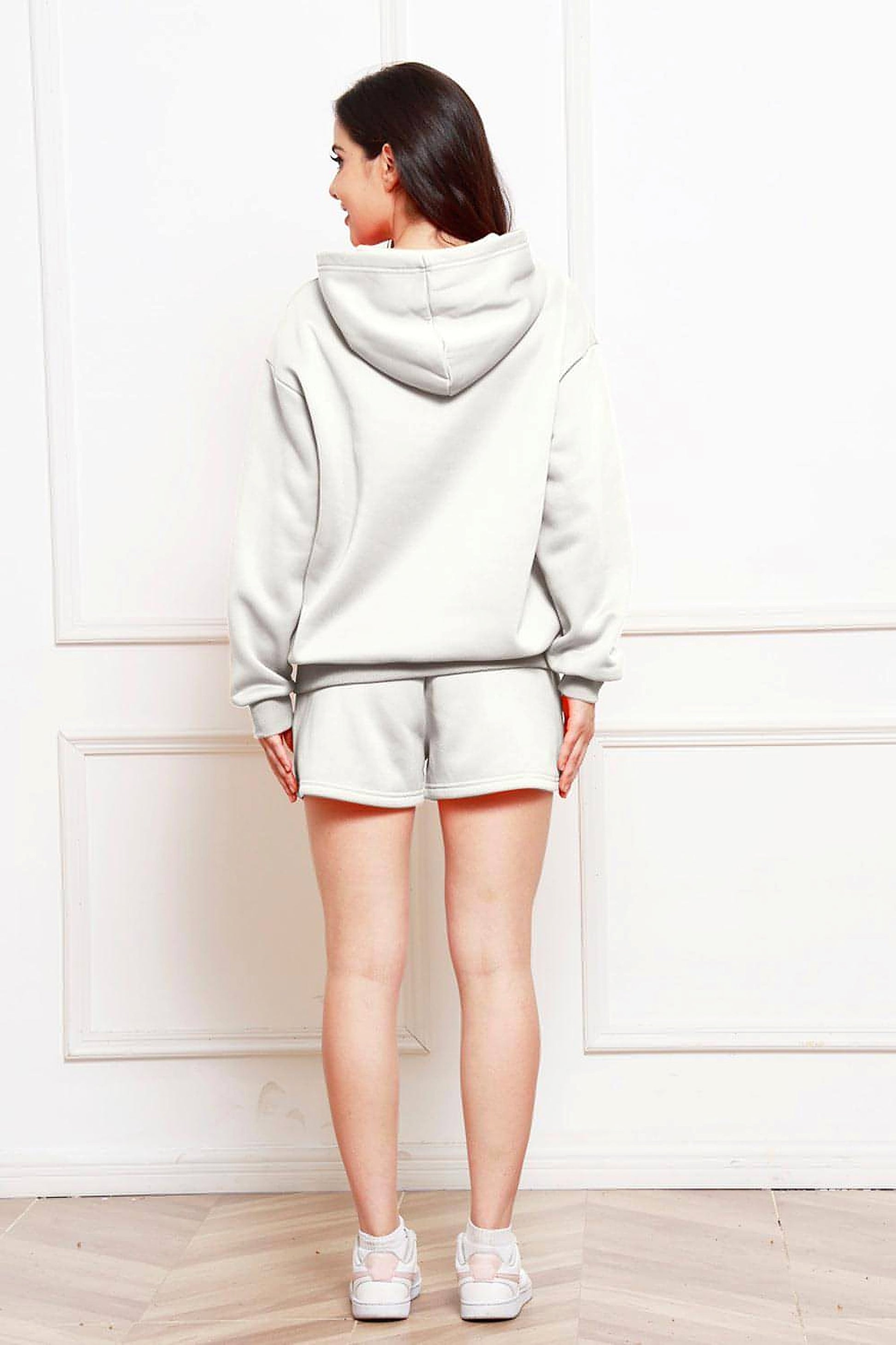 Drop Shoulder Long Sleeve Hoodie and Shorts Set - enhanced image 12