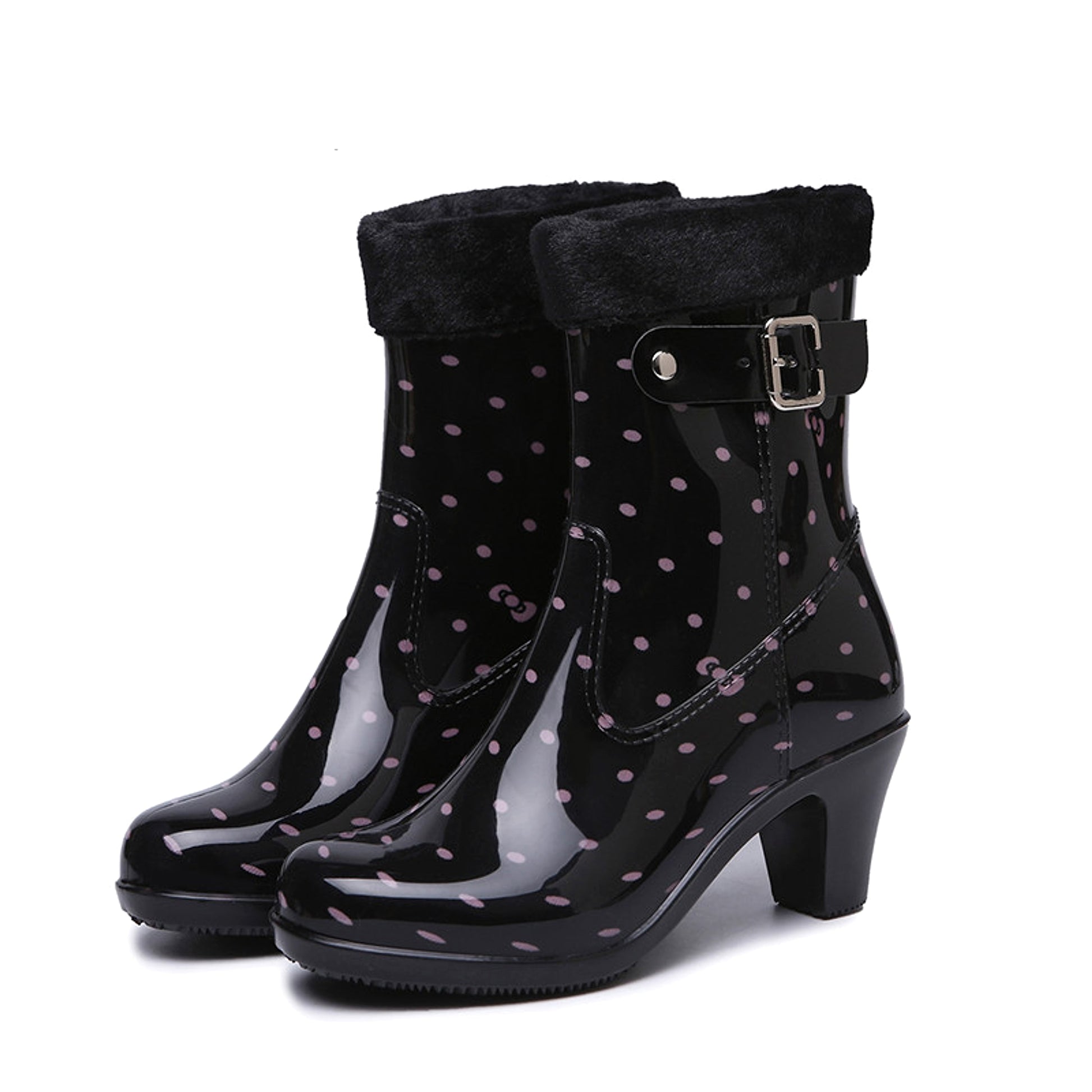 Fashion Buckle Rain Boots Female Mid-tube Non-slip Rubber Shoe Covers - enhanced image 12