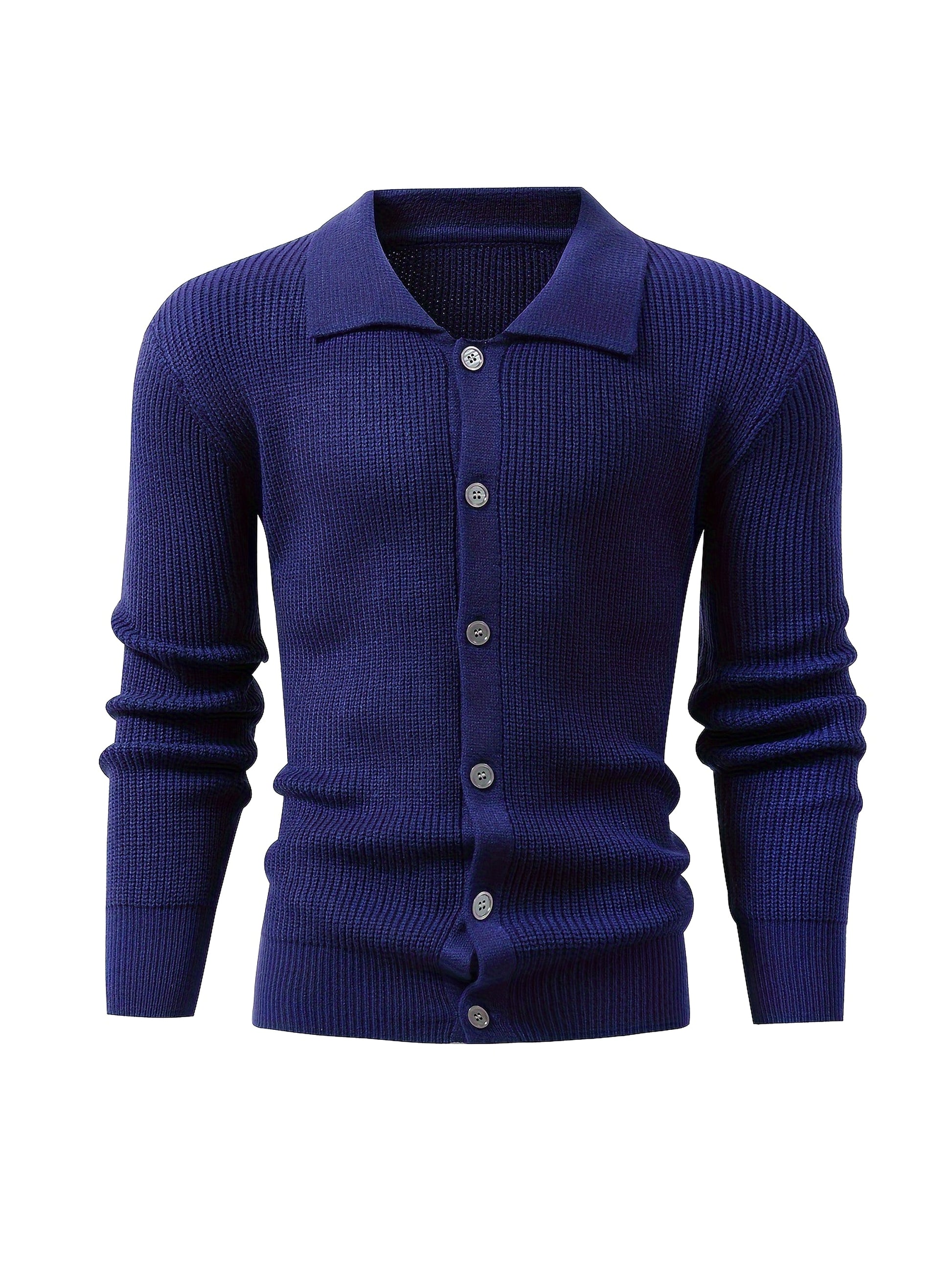 Fashion Solid Color Simple Men's Knitwear Cardigan Sweater Coat - enhanced image 12