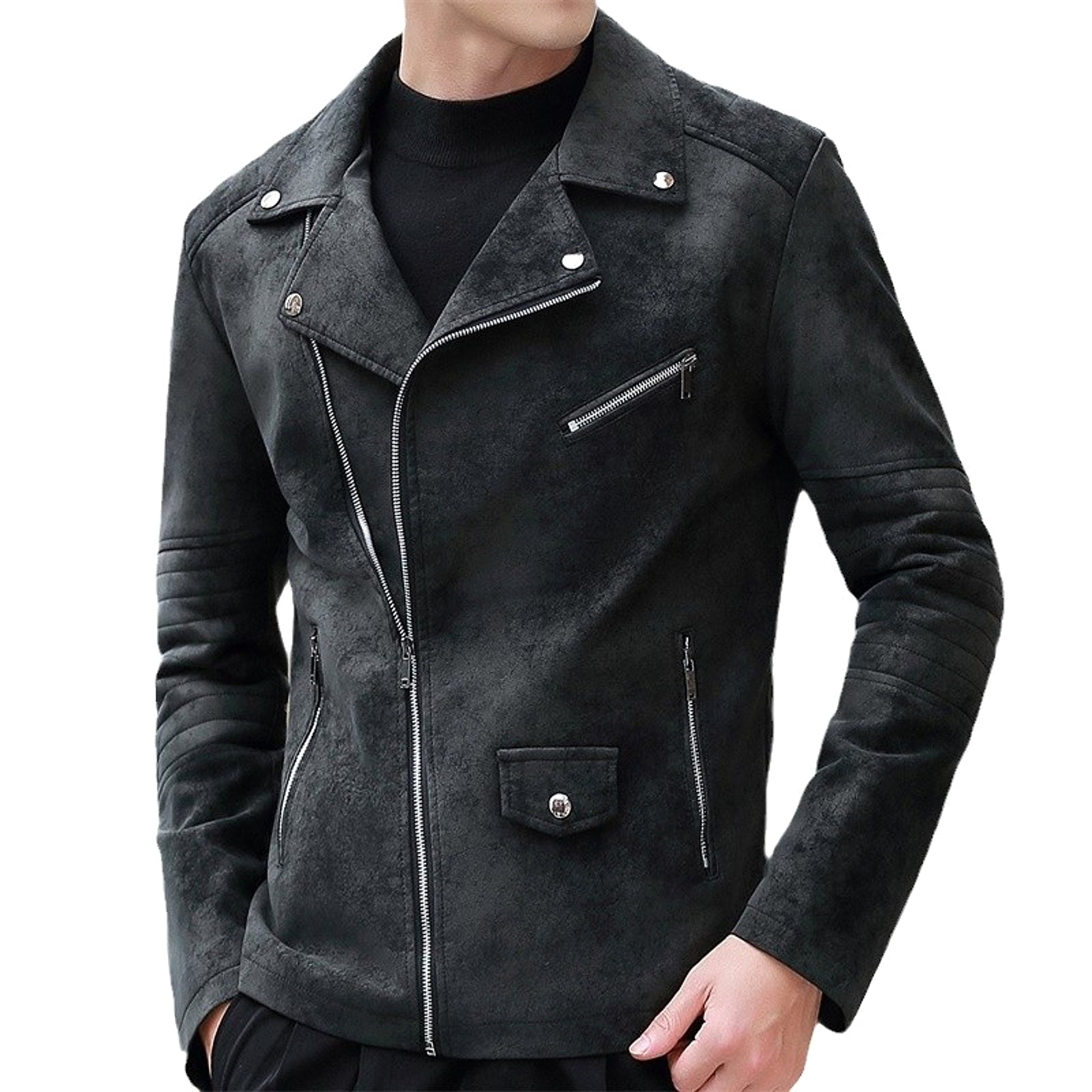 Fashion Velvet Padded Leather Coat Men's Suit Collar Jacket - enhanced image 12