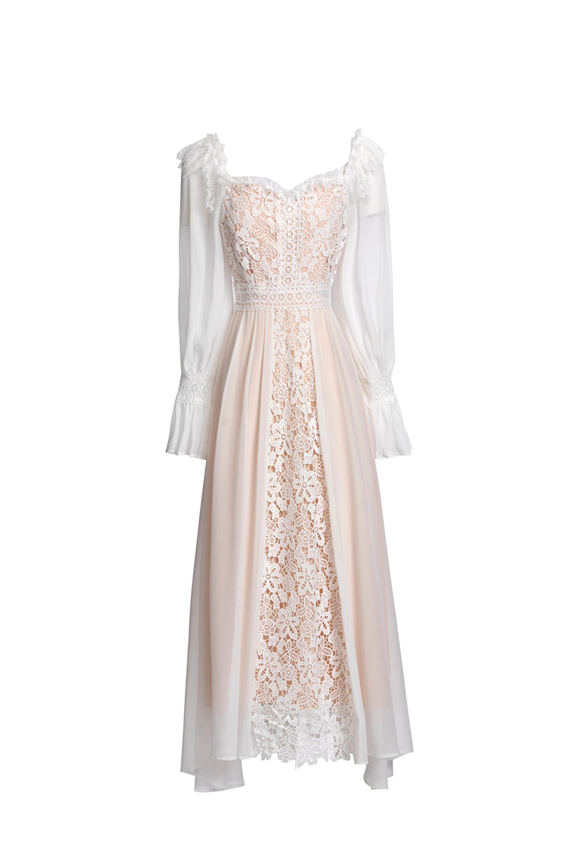 French Temperament Gentle Mesh Spliced Lace Slim Fit Dress - enhanced image 12