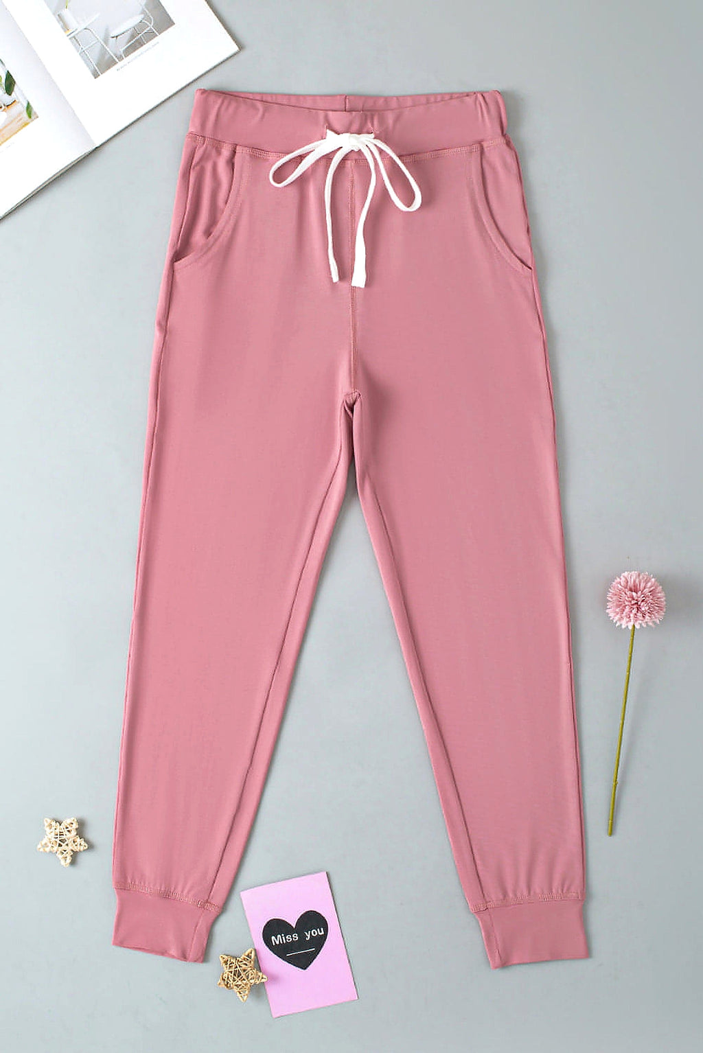 Fushia Drawstring Waist Pocketed Joggers - enhanced image 12