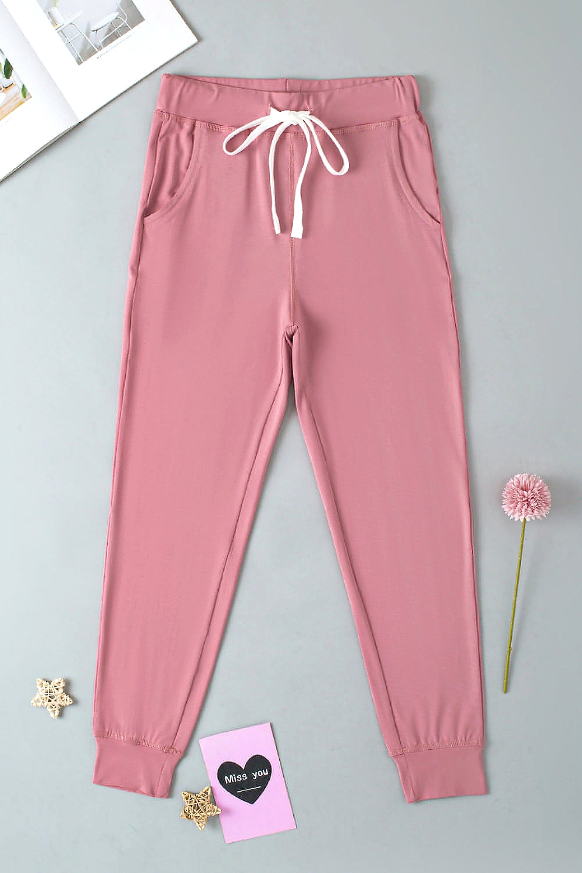 Fushia Drawstring Waist Pocketed Joggers - enhanced image 12