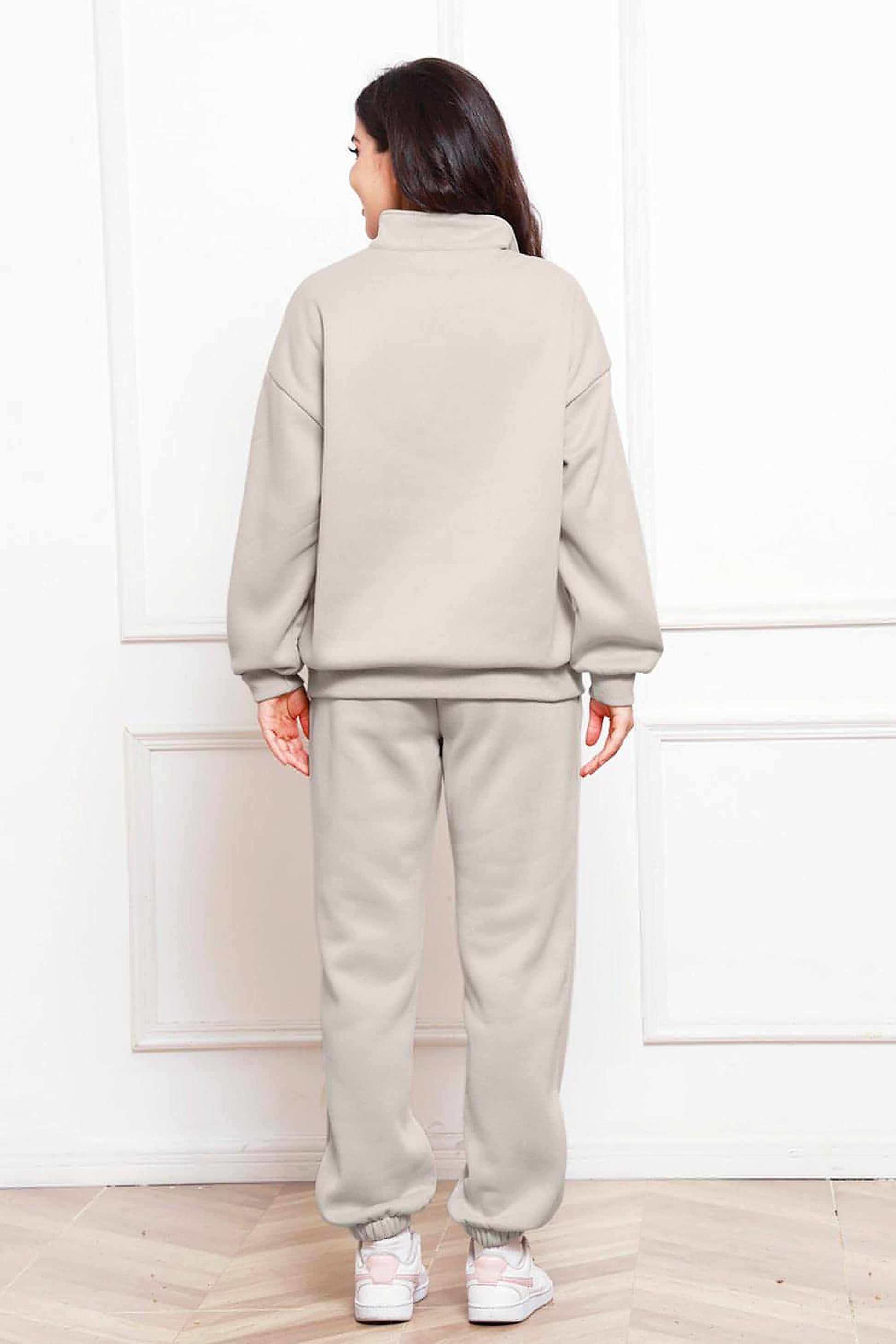 Half Zip Long Sleeve Sweatshirt and Pants Set - enhanced image 12
