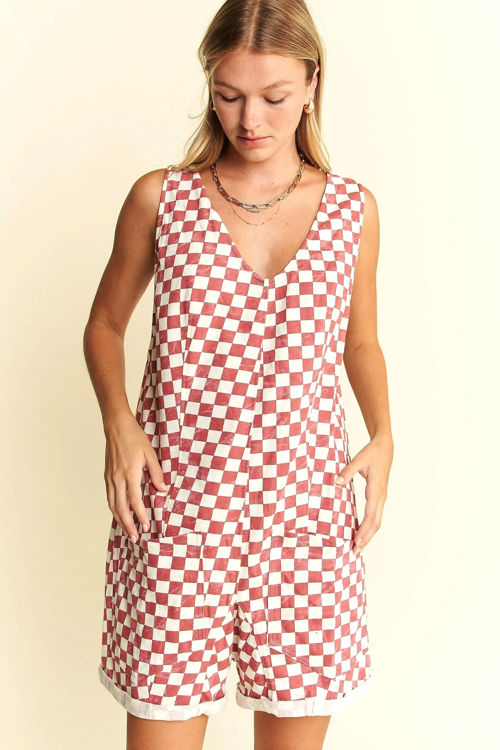 Jade By Jane Plus Size Plaid Print Shorts Romper - enhanced image 12