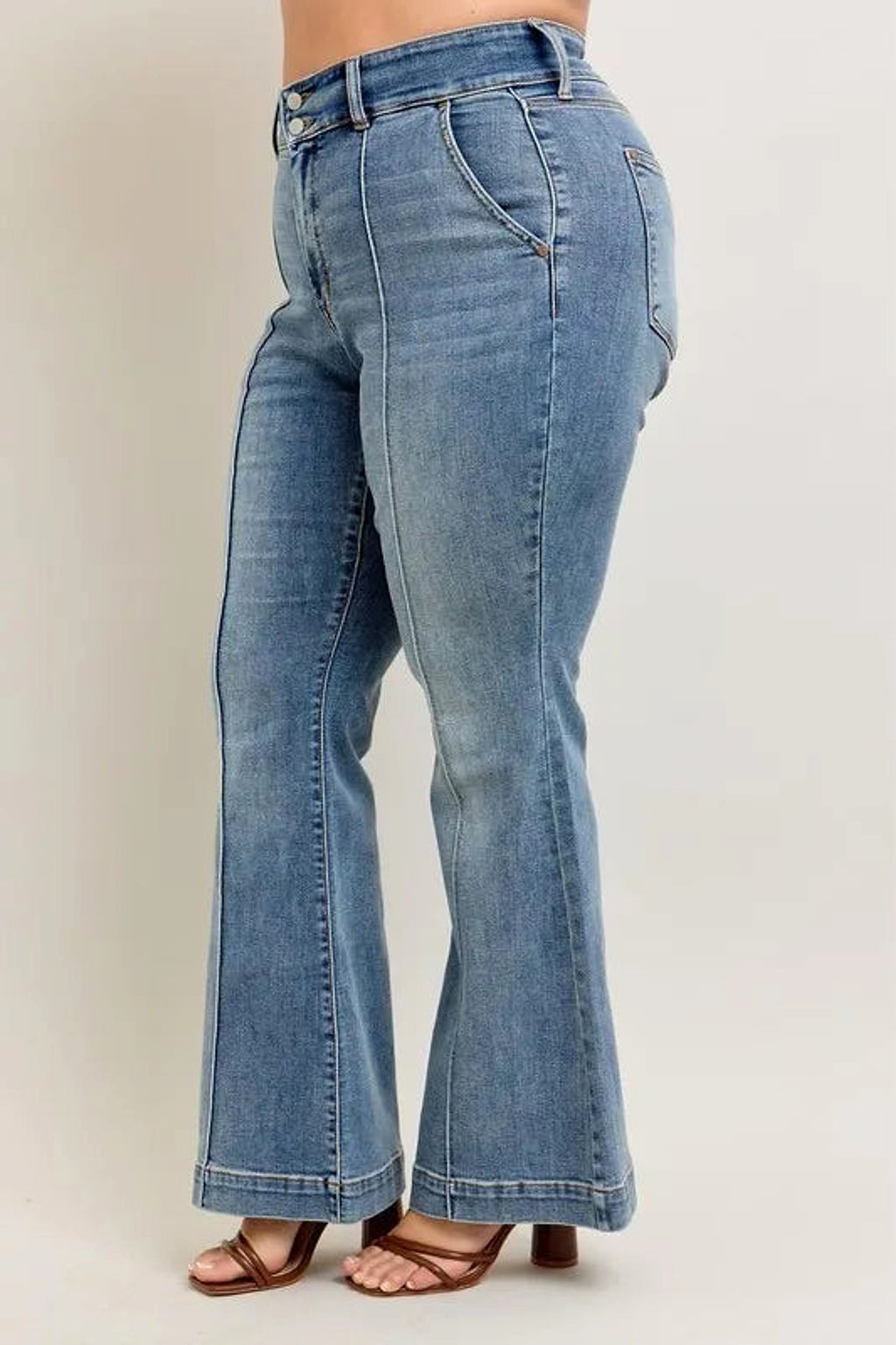 Judy Blue Full Size High-Waist Flare Denim Jeans with Front Seam Detail Plus Size - enhanced image 12