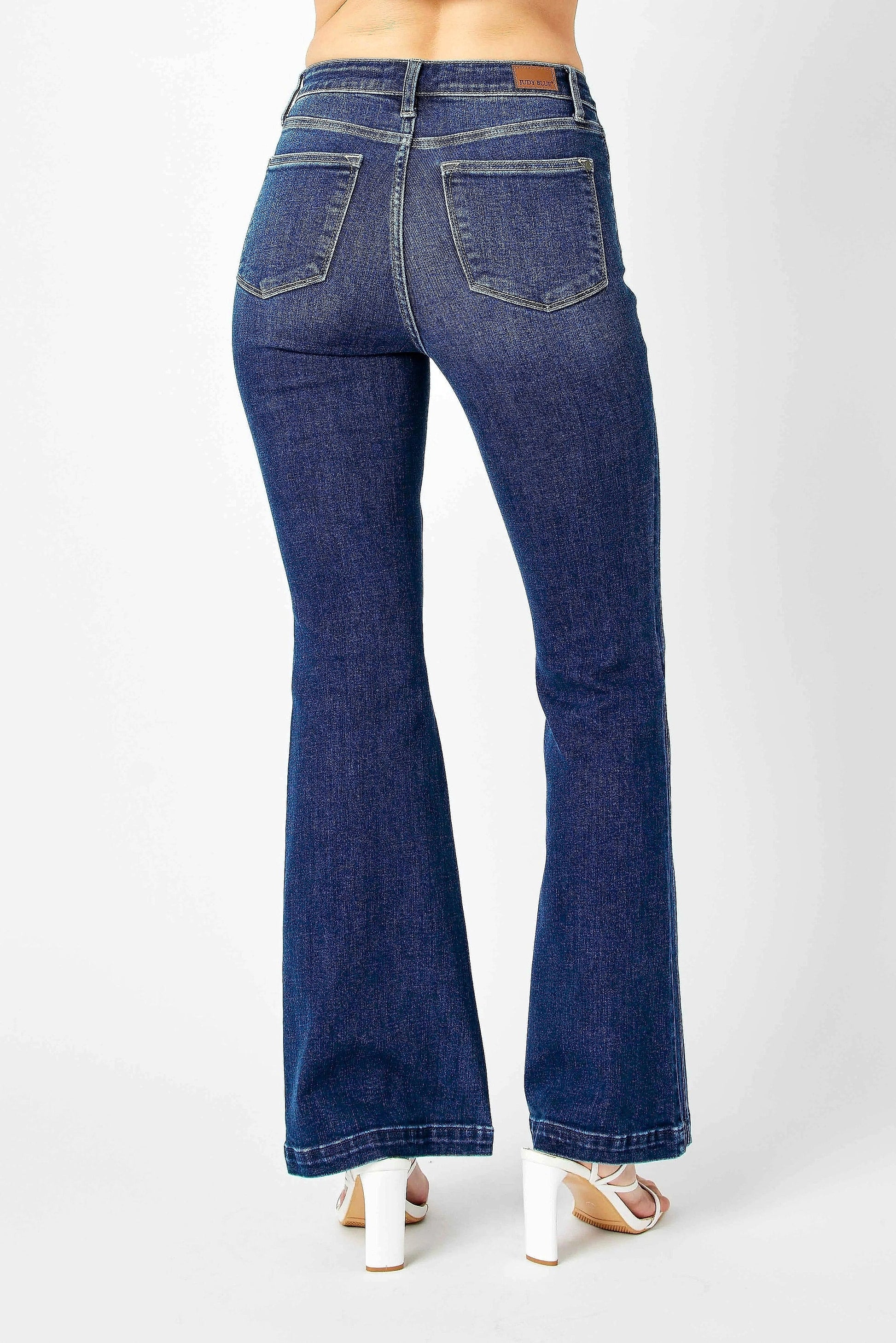 Judy Blue Full Size Hw Angled Side Seam Detail Flare Jeans Plus Size - enhanced image 12