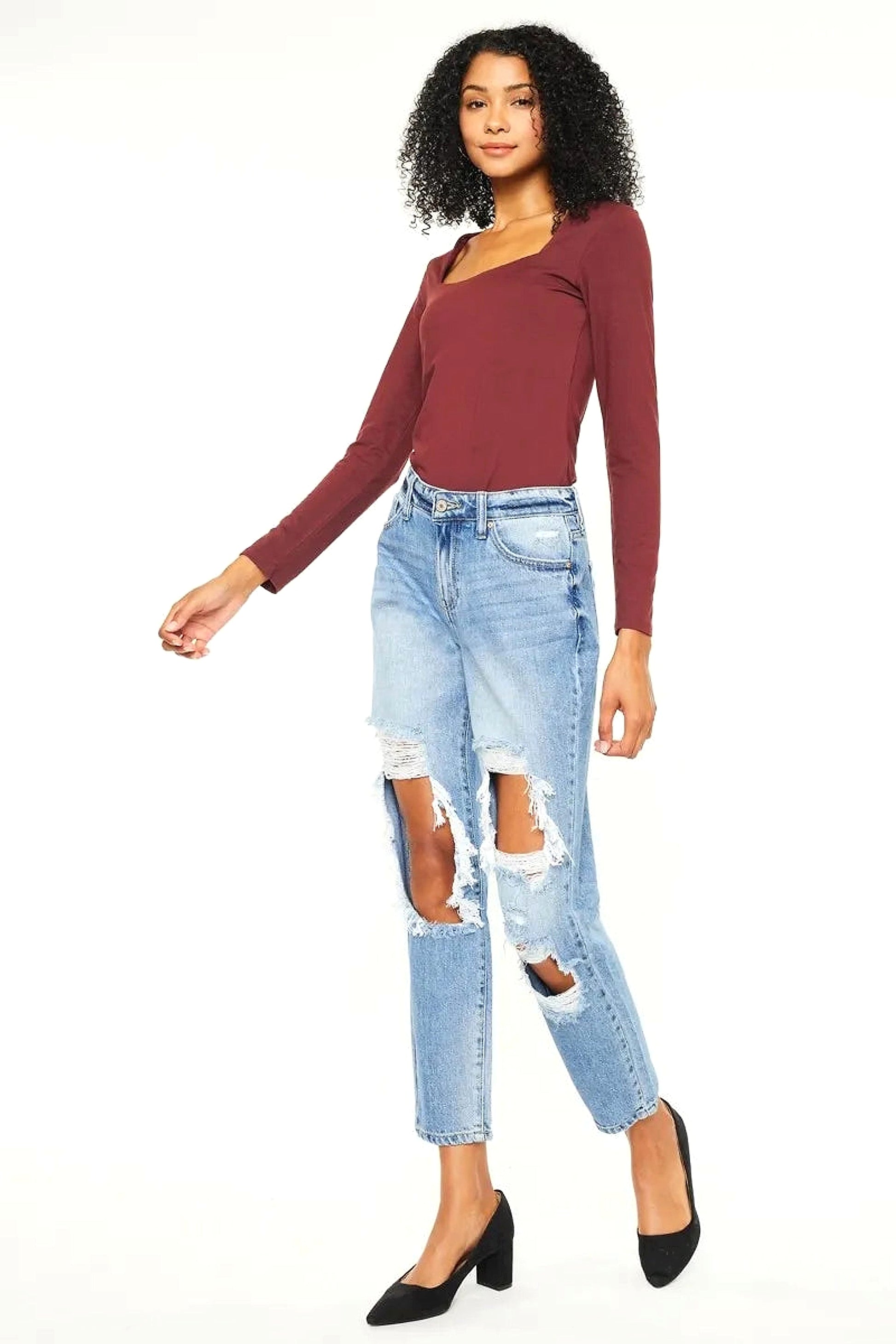 Kancan High Rise Distressed Boyfriend Jeans - enhanced image 12