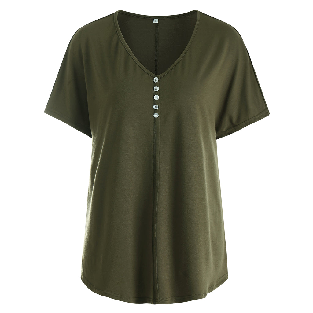 Ladies Casual Pullover Short Sleeve Top Fashion V-Neck T-Shirt - enhanced image 12