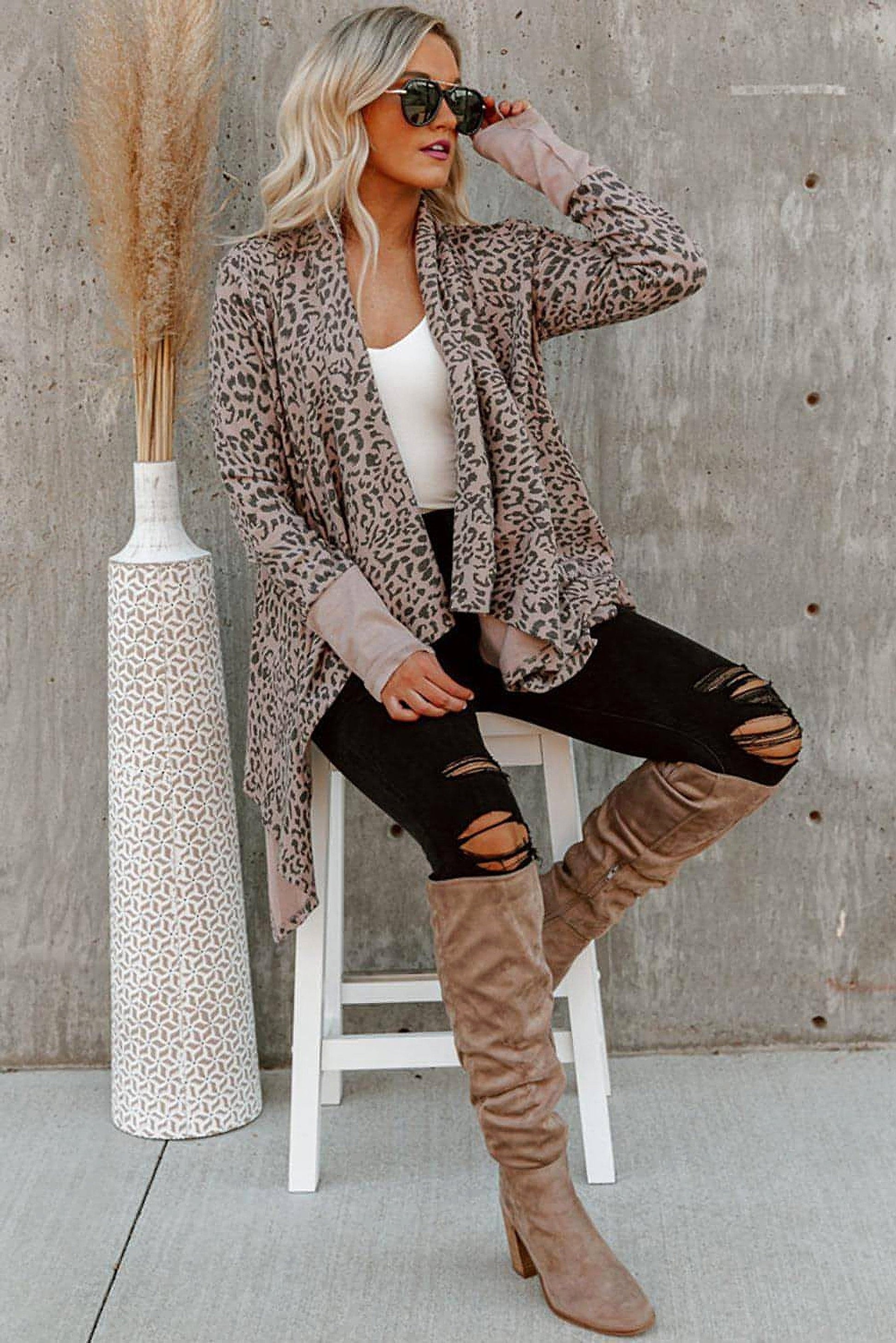 Leopard Open Front Cardigan - enhanced image 12