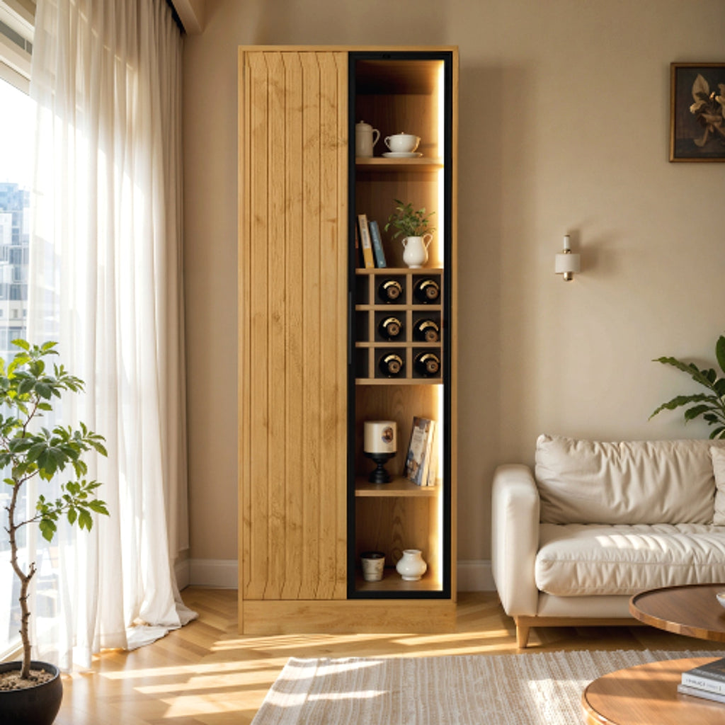 LuneluX_Home – Bathroom Cabinet with Glass Doors, LED Lighting & Wooden Finish (160 cm) - enhanced image 12