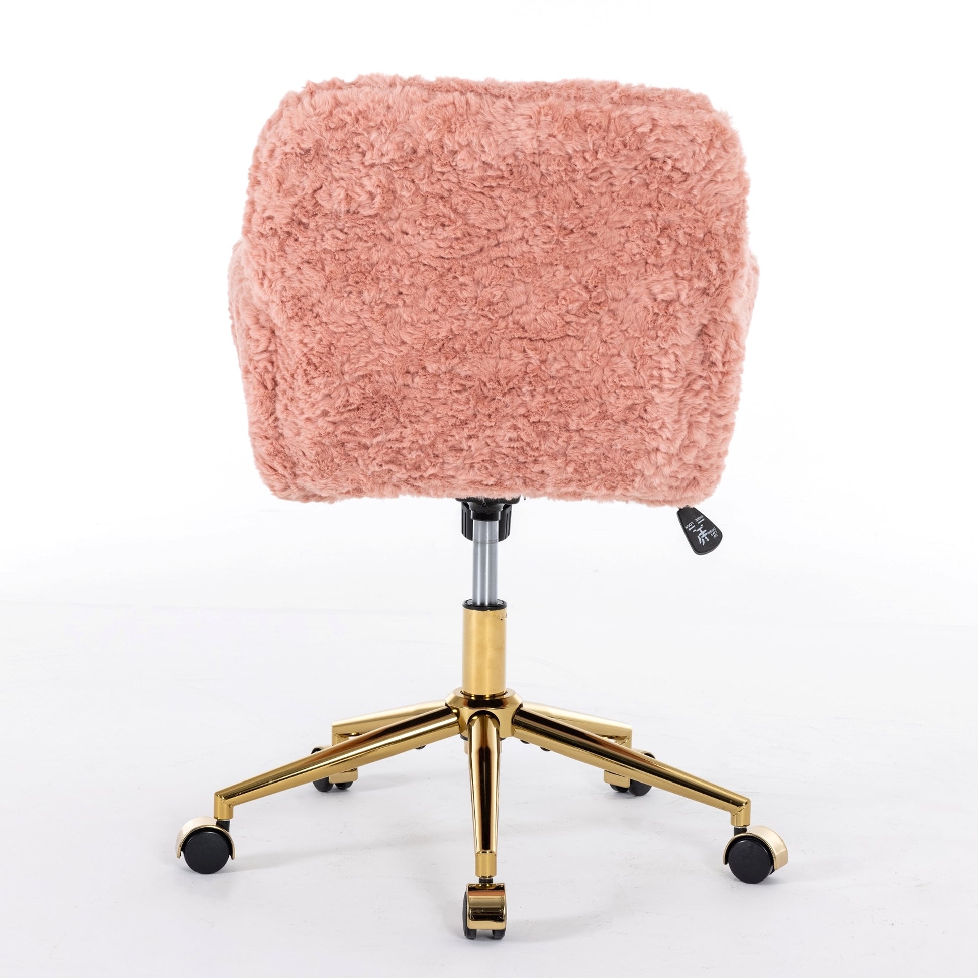 LuneluX_Home – Faux Fur Office Chair with Golden Base (Pink) - enhanced image 12