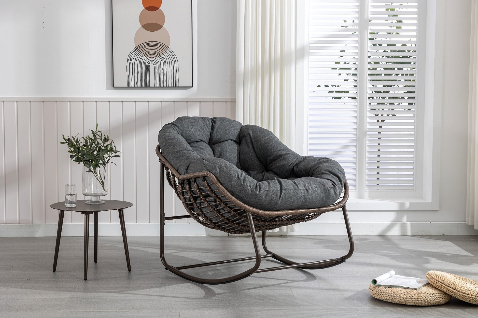 LuneluX_Home – Outdoor Rocking Lounge Chair with Cushion (Grey) - enhanced image 12