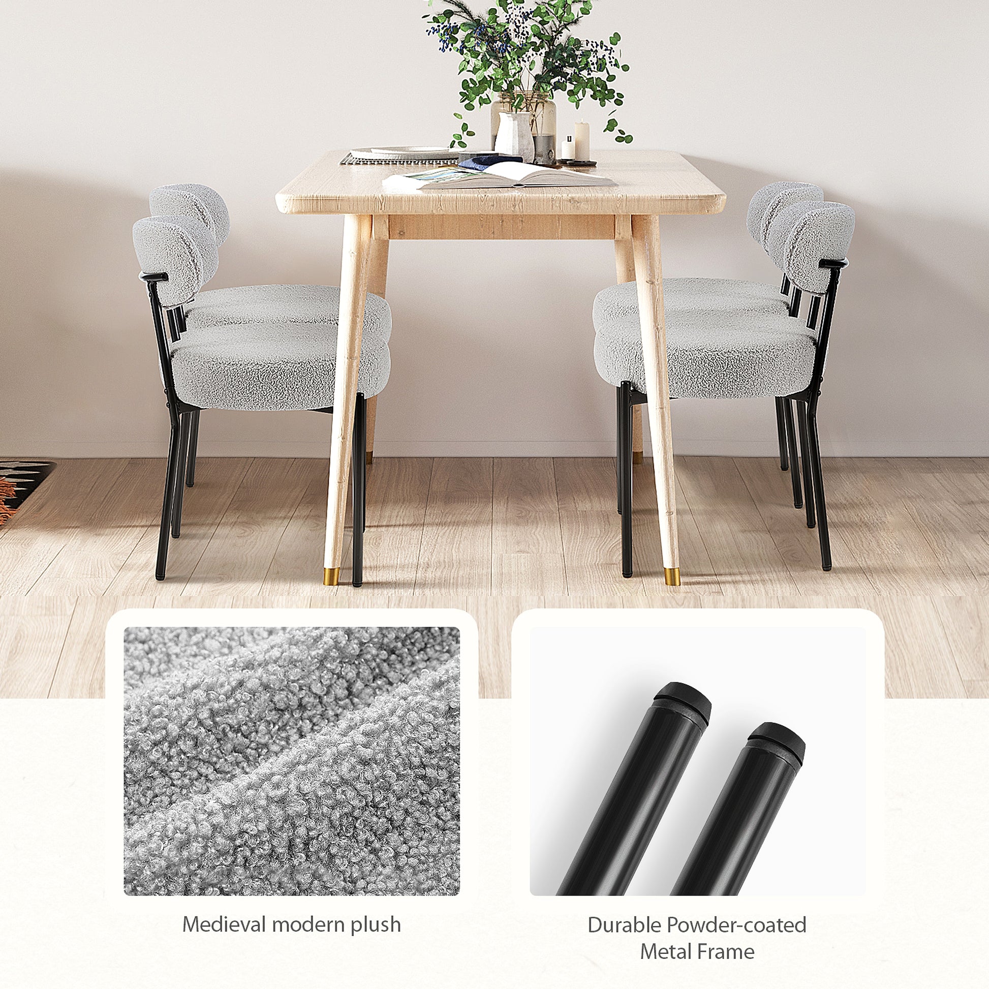 LuneluX_Home – Set of 2 Bouclé Dining Chairs | Nordic Edition - enhanced image 12