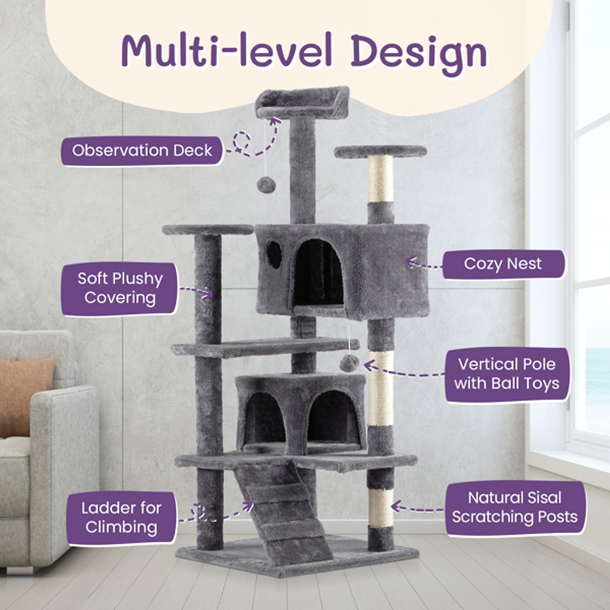 LuneluX – Vertical Retreat 53″ Cat Lounge - enhanced image 12