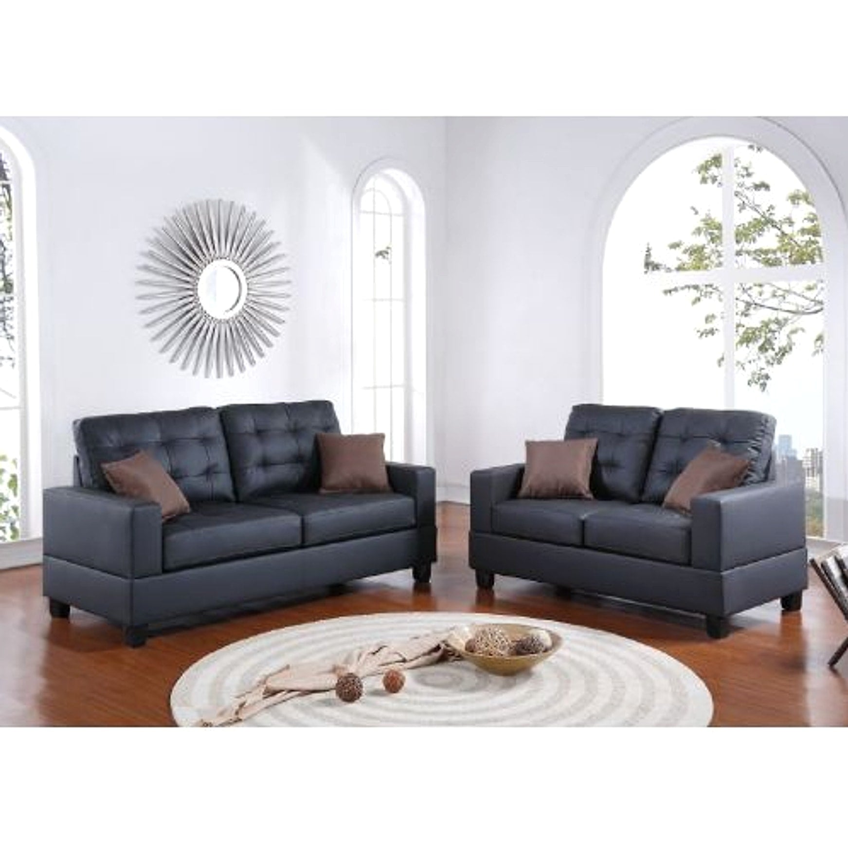 LuxeLiving™ – 2‑Piece Faux Leather Sofa Set with Pillows (US Warehouse) - enhanced image 12