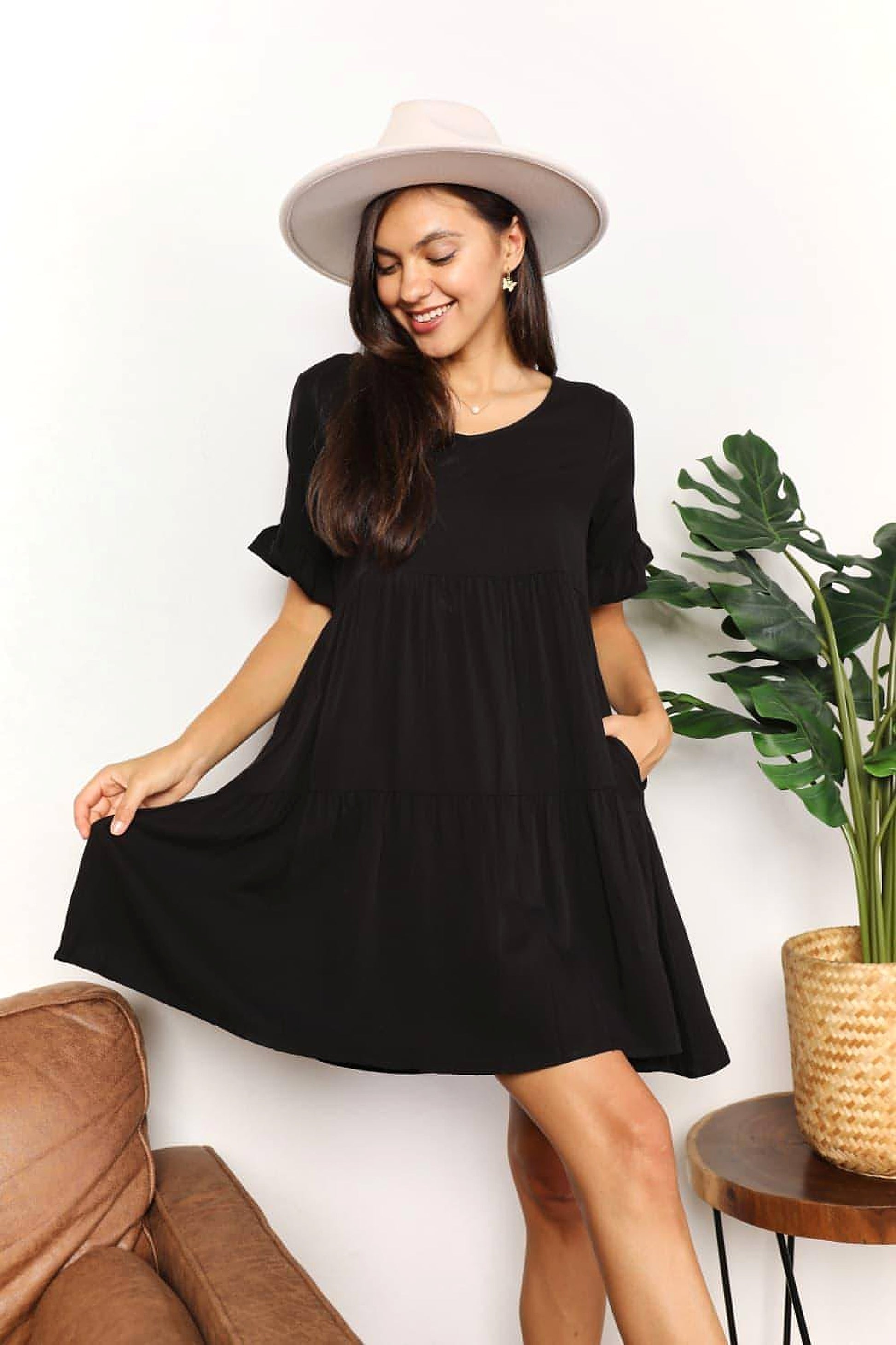 Mandy V-Neck Flounce Sleeve Tiered Dress - enhanced image 12