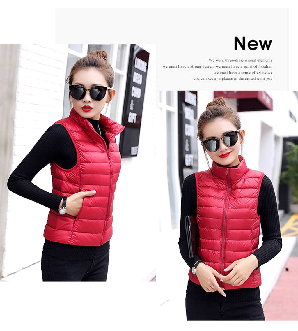 Men's And Women's Vest Coat Short Light Vest Stand Collar Top - enhanced image 12
