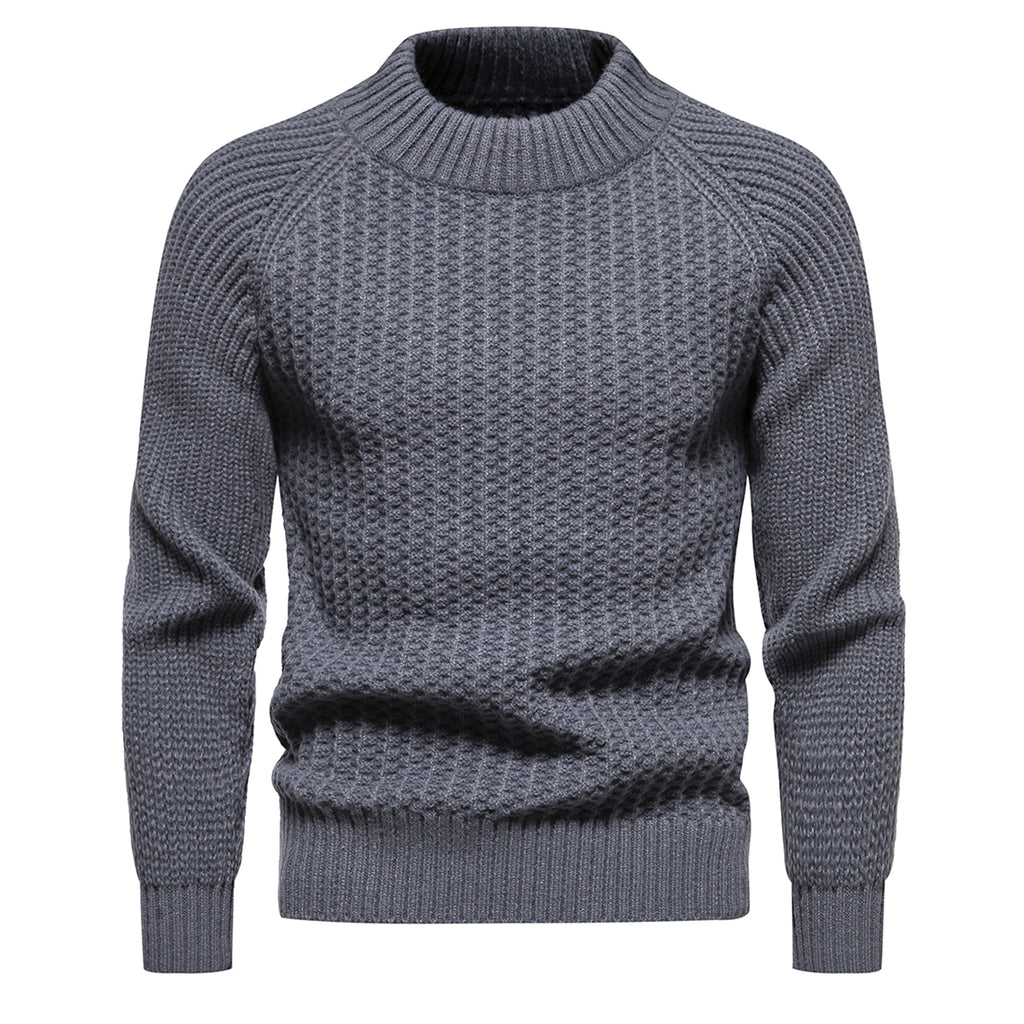 Men's Casual Loose Solid Color Round Neck Sweater - enhanced image 12