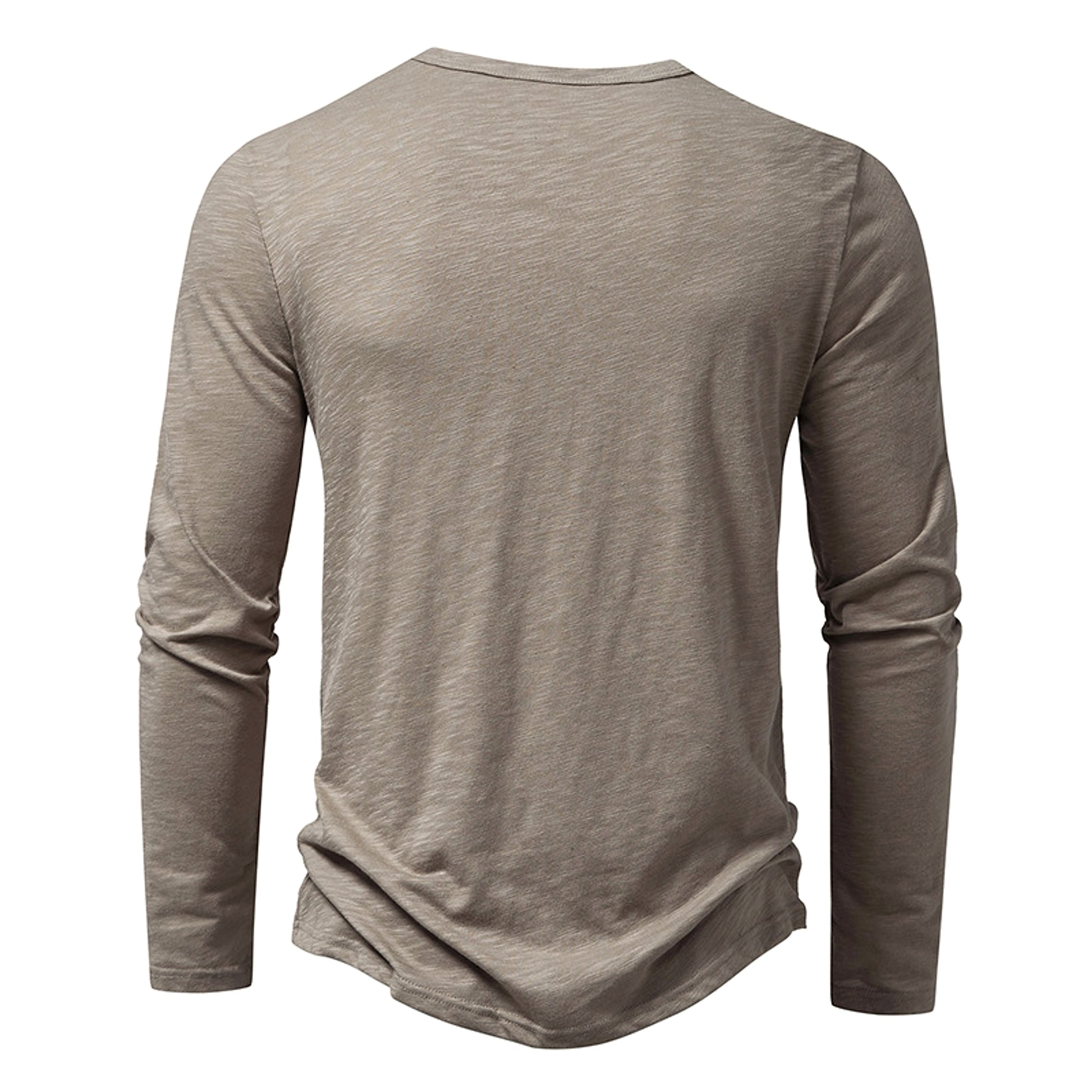 Mens Clothing Long Sleeve T-shirt Fashion Button Henry Collar Tops - enhanced image 12