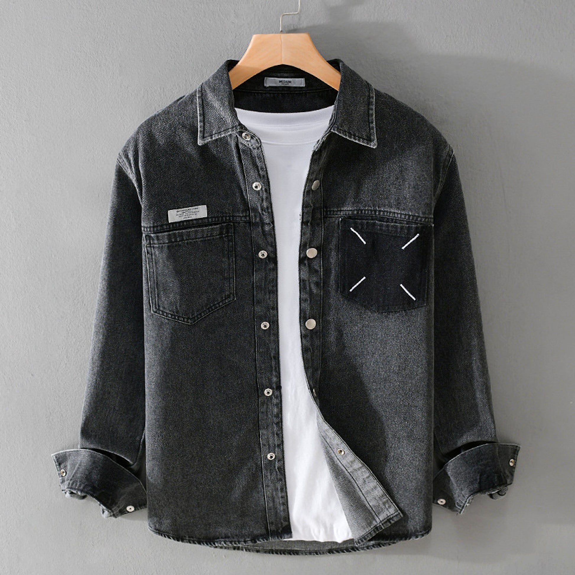 Men's Fashion Retro Denim Long-sleeved DressShirt - enhanced image 12