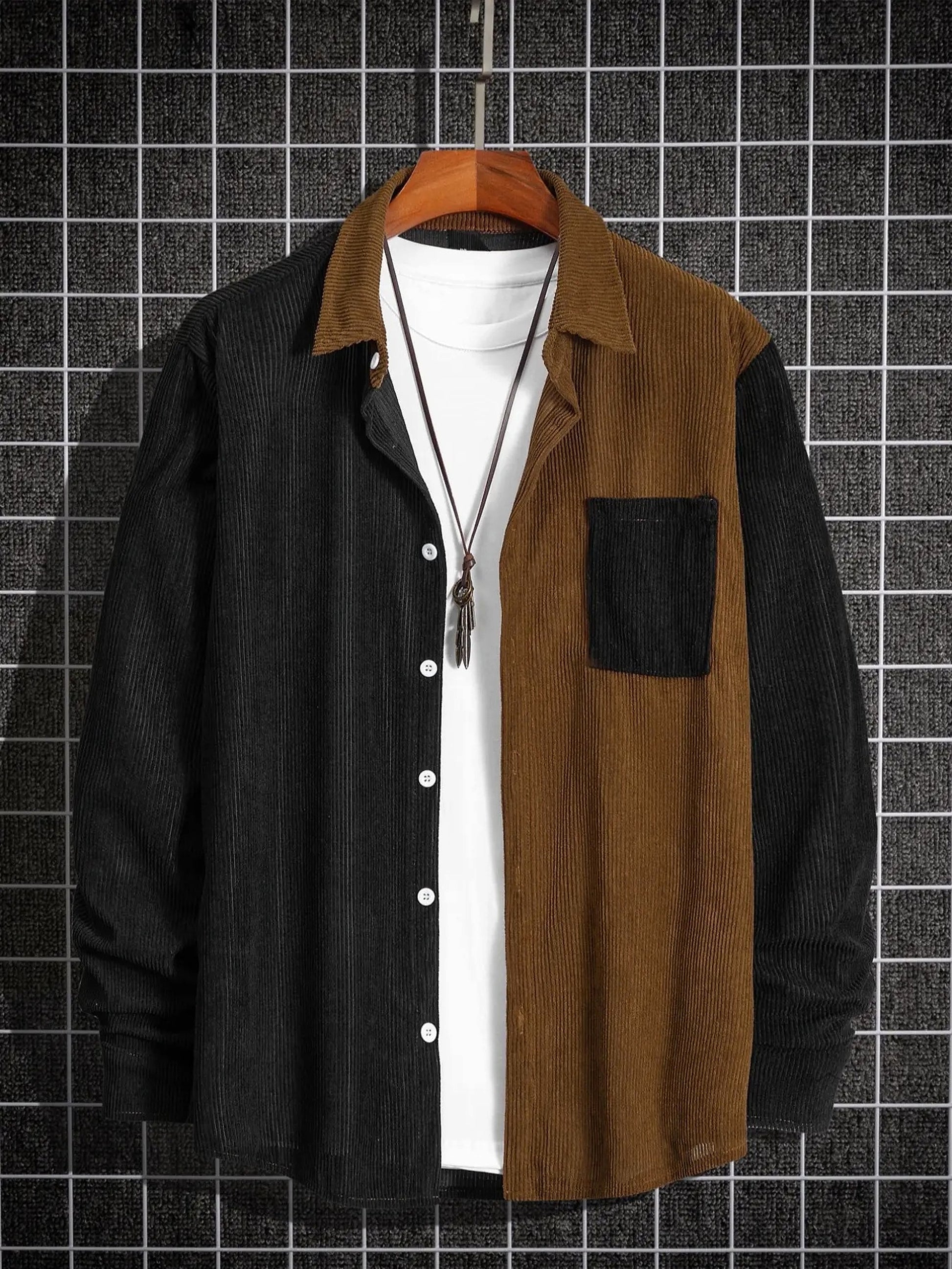 Men's Leisure Corduroy Long Sleeve Pocket DressShirt - enhanced image 12