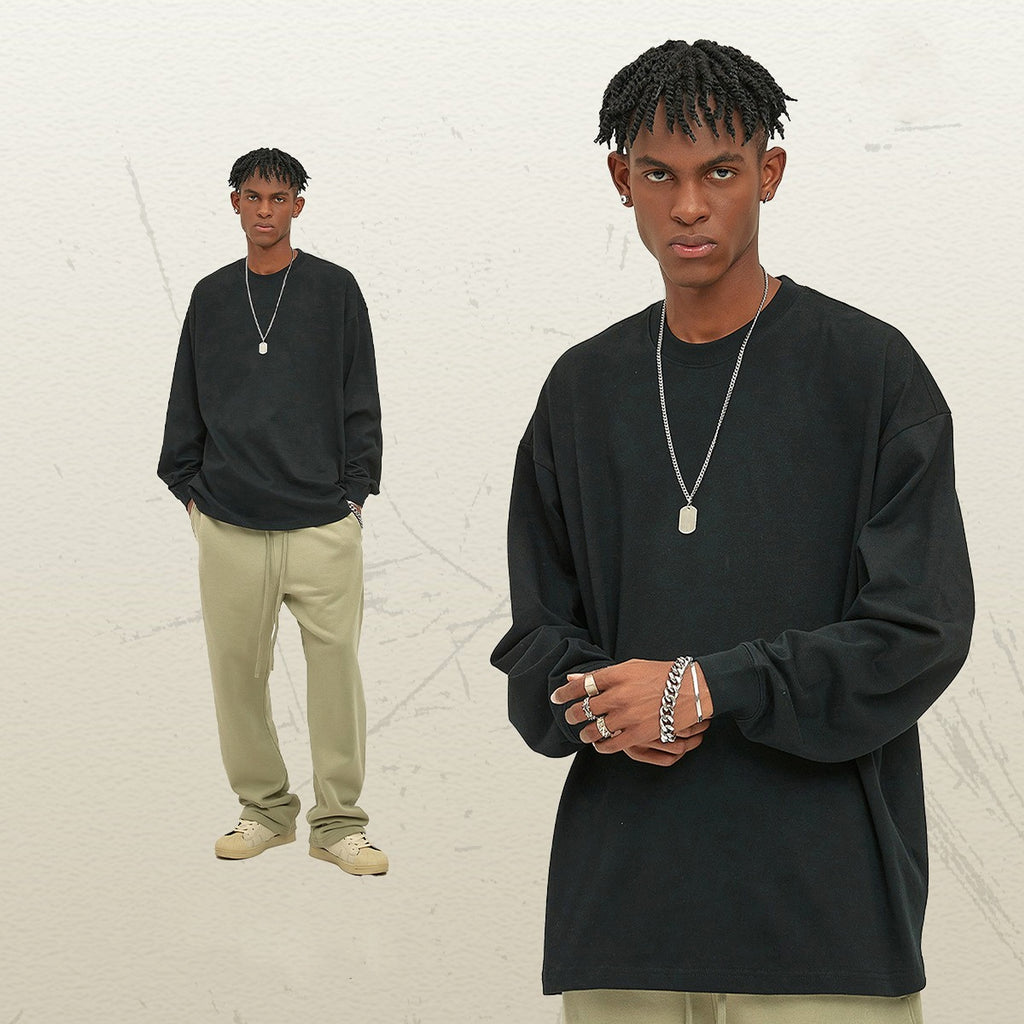 Men's Loose Long-sleeved T-shirt Top - enhanced image 12