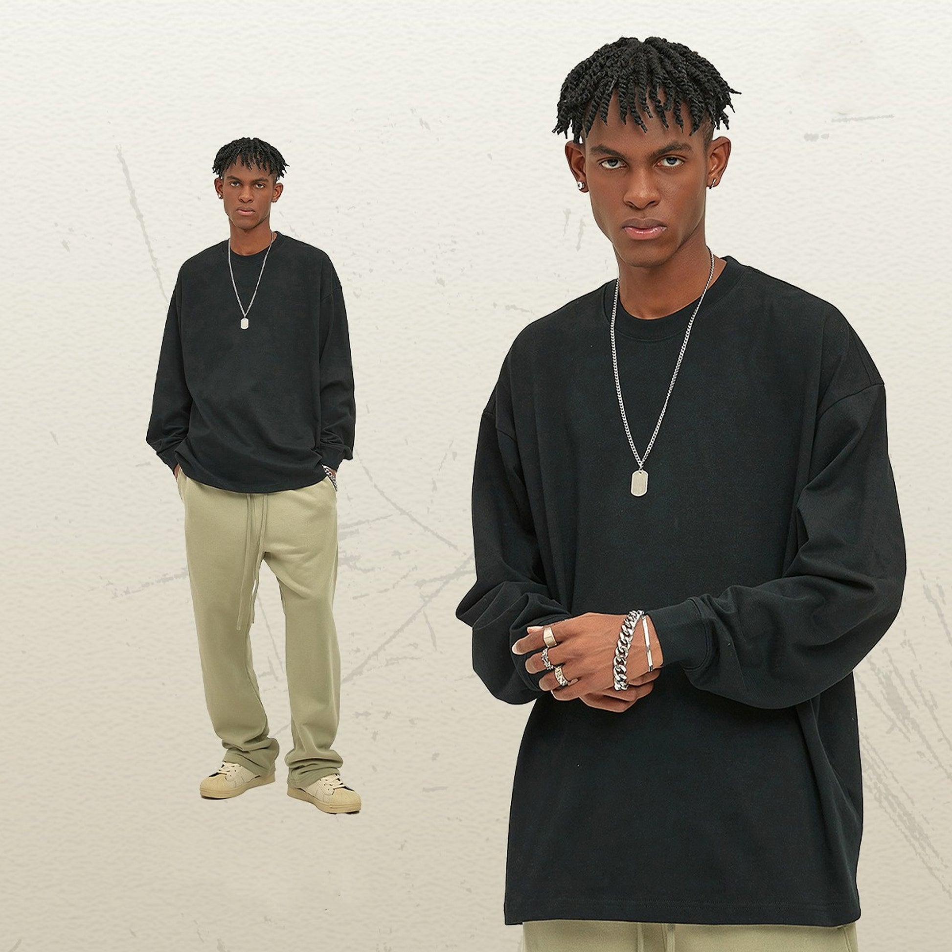 Men's Loose Long-sleeved T-shirt Top - enhanced image 12