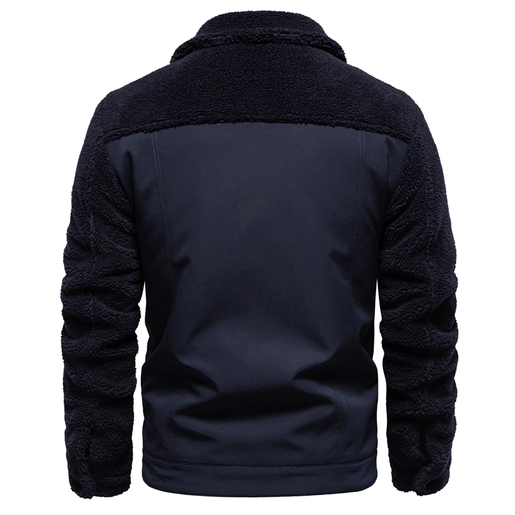 Men's New Jacket Fashion Casual Patchwork Lamb Wool Coat - enhanced image 12
