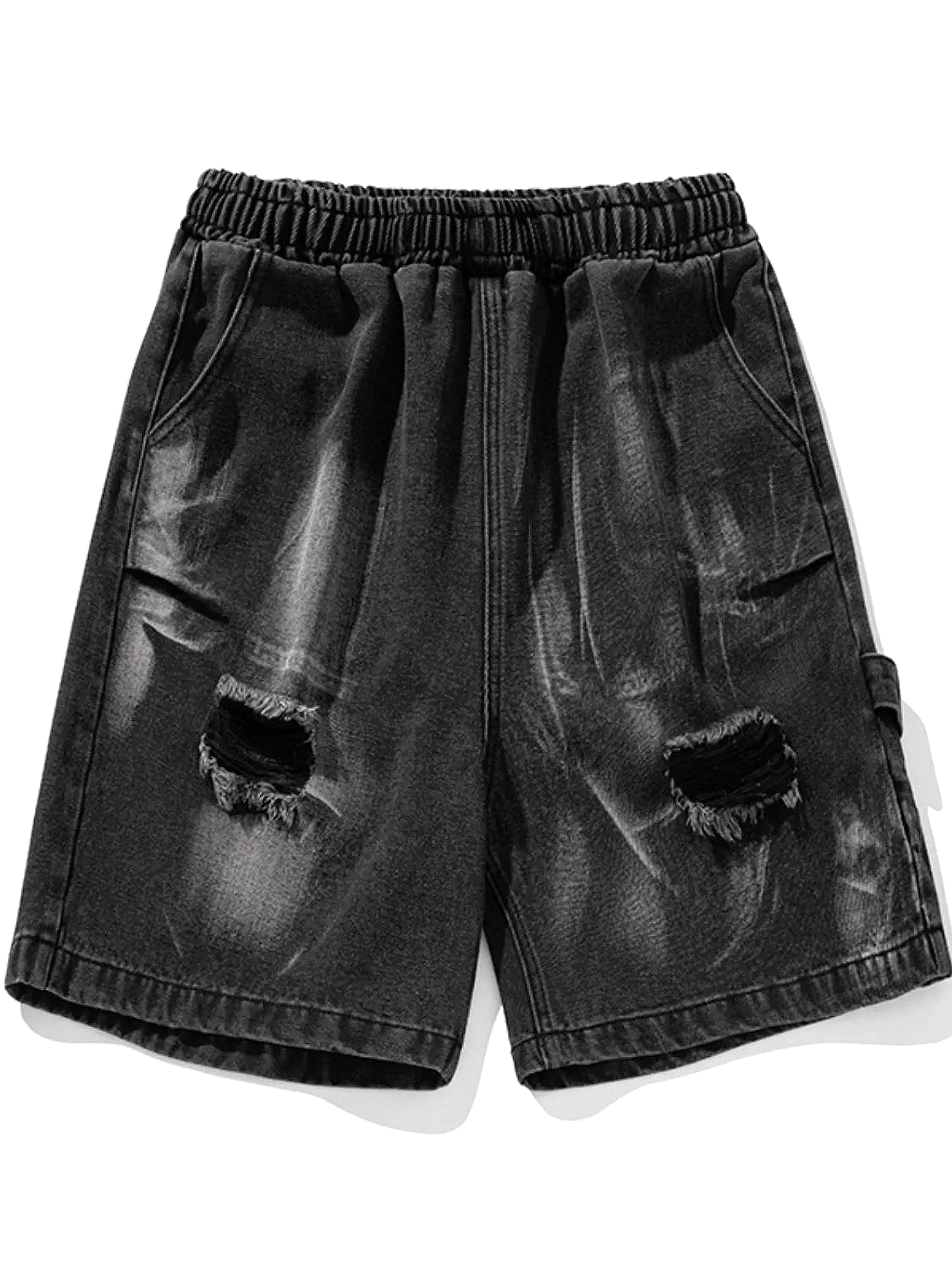 Men's Plus Size Distressed Cargo Denim Shorts - enhanced image 12