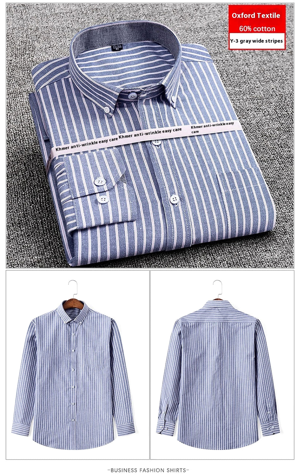 Men's Purified Cotton Long Sleeve DressShirt Anti-wrinkle Heartless Slim Fit - enhanced image 12