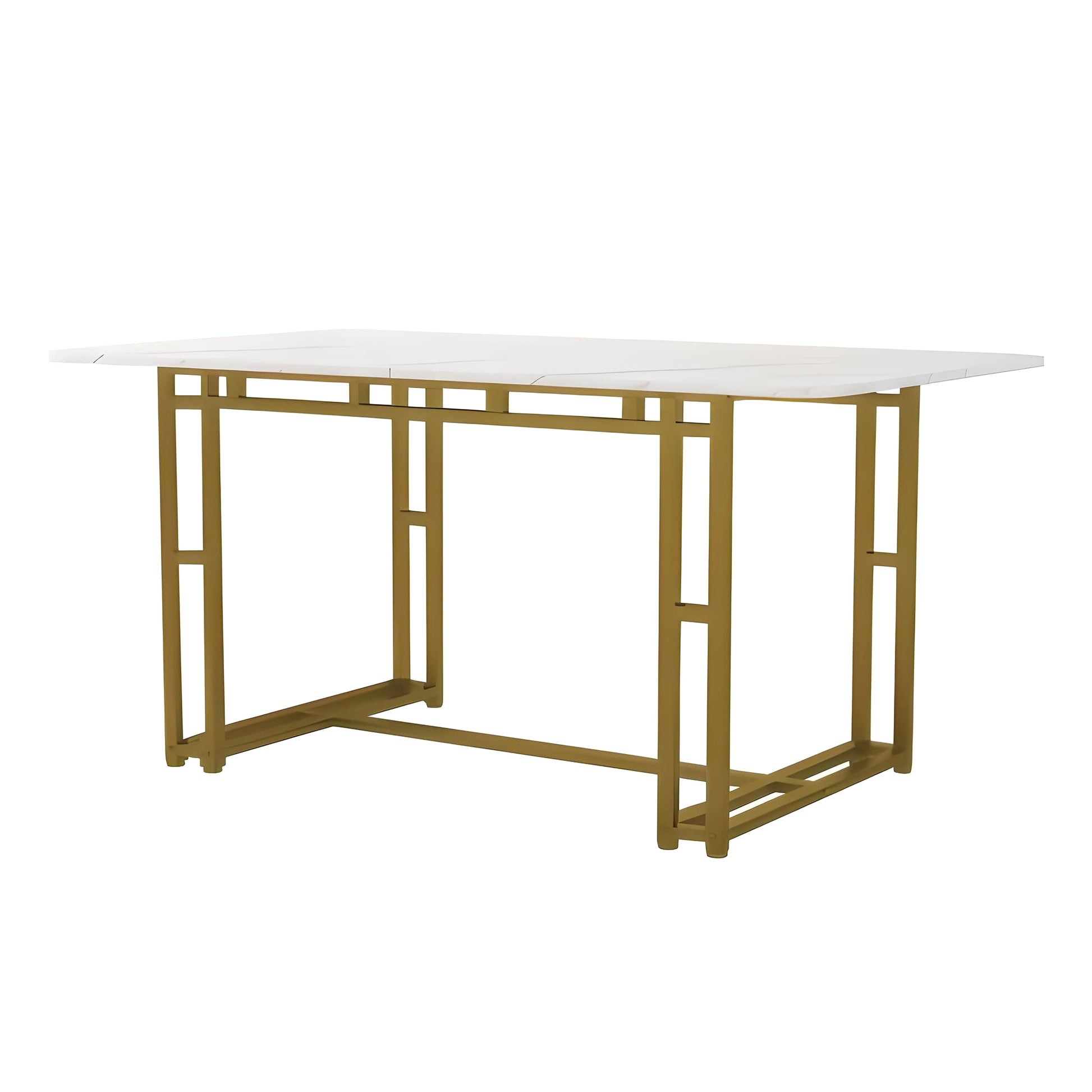 LuneluX_Home – Modern Rectangular Dining Table with Golden Metal Frame (120×70 cm) - enhanced image 12