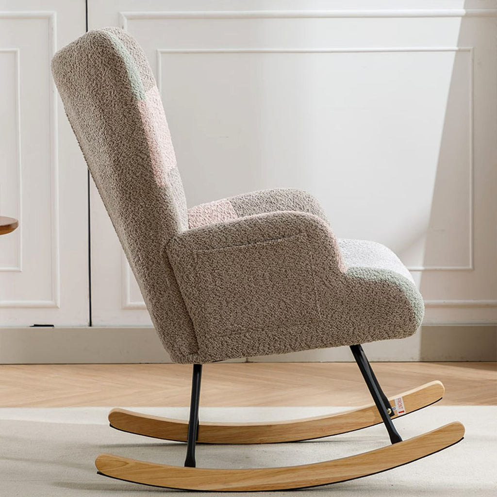 Modern Patchwork Rocking Chair – Macaron Edition - enhanced image 12
