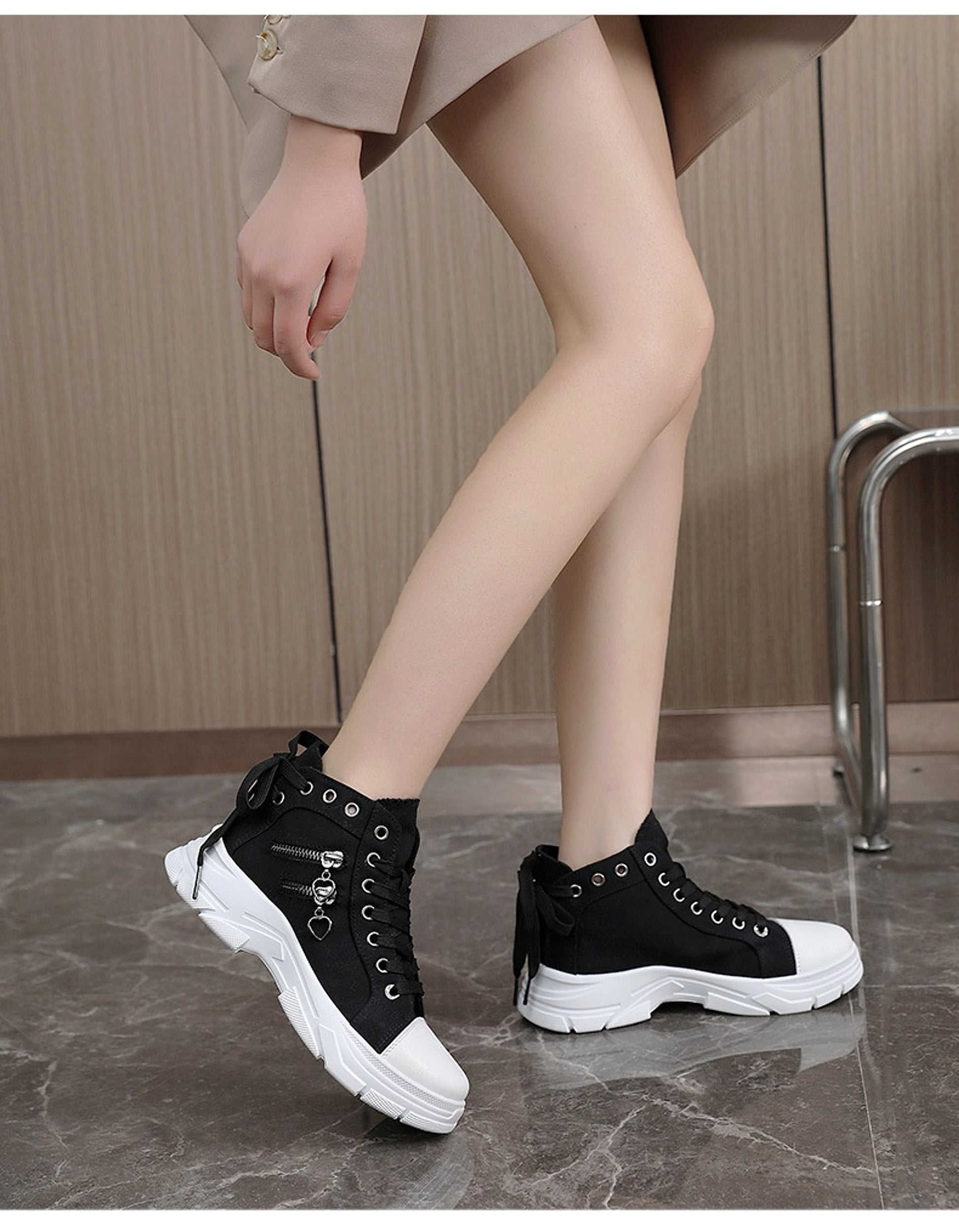 CanvasStep™ – Platform High-Top Sneakers with Zipper Details - enhanced image 12