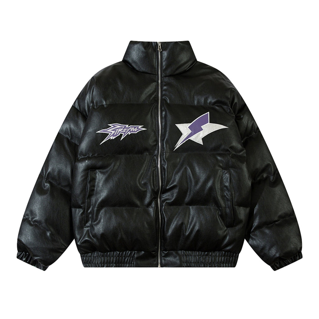 Retro Alphabet Veneer Embroidered Stand Collar Cotton-padded Men Jacket - enhanced image 12