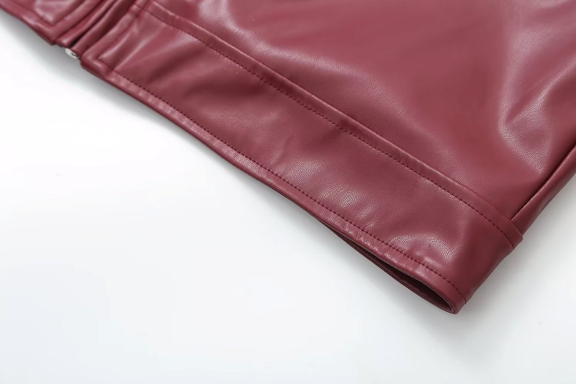 Retro Fashion Polo Collar Advanced PU Leather Jacket Coat - enhanced image 12