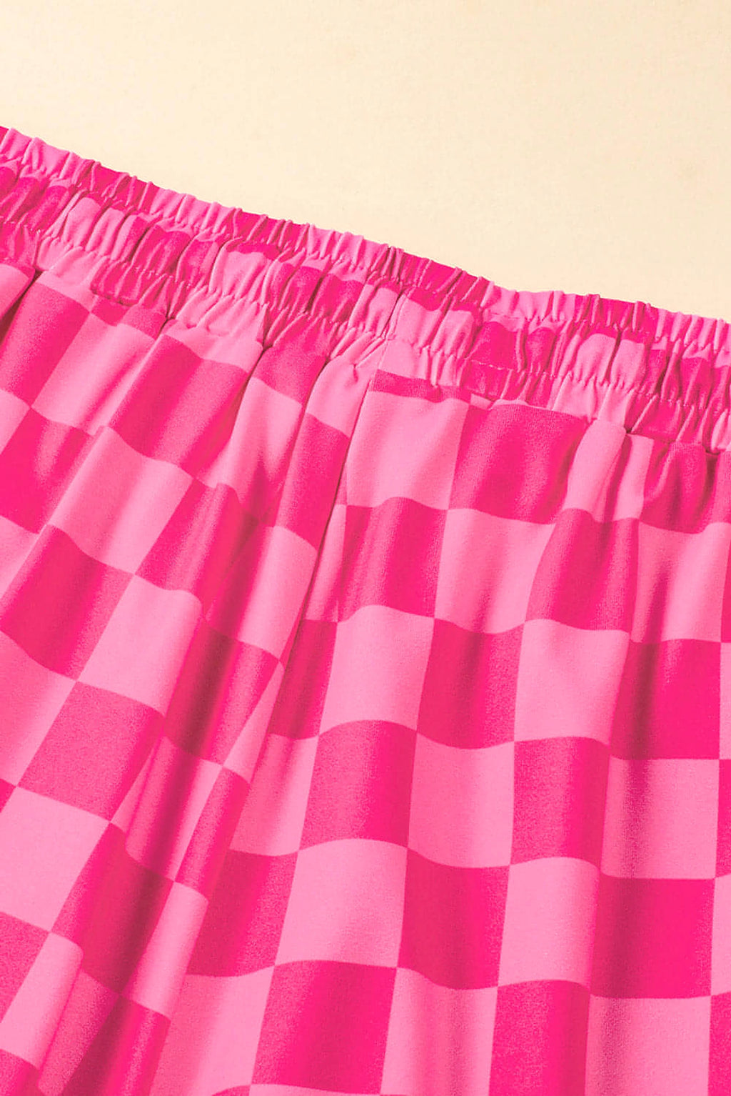 Rose Checkered Drawstring Elastic Waist Casual Shorts - enhanced image 12