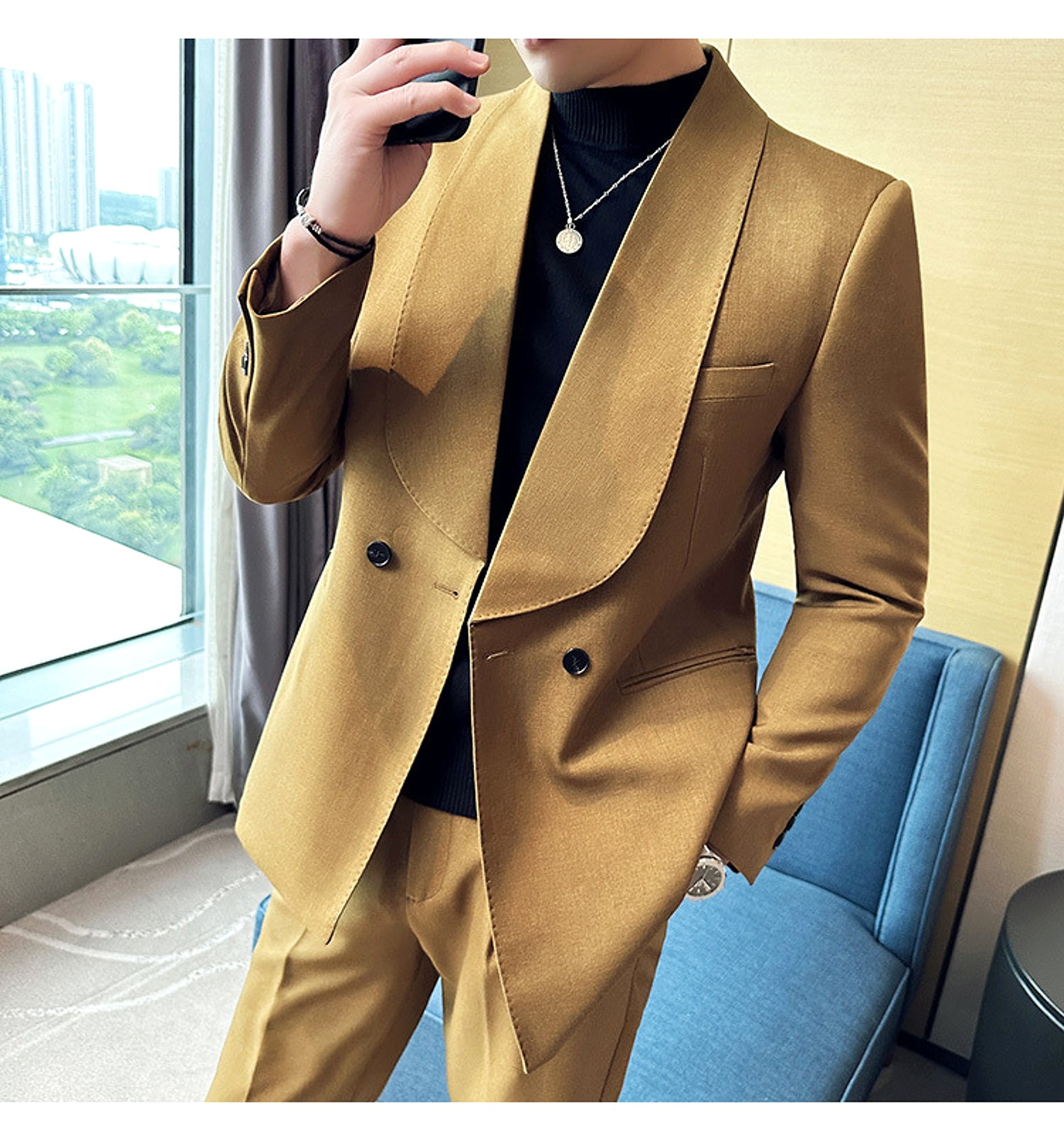 RoyalElite™ Men's Suit – Double-Breasted Business Elegance - enhanced image 12