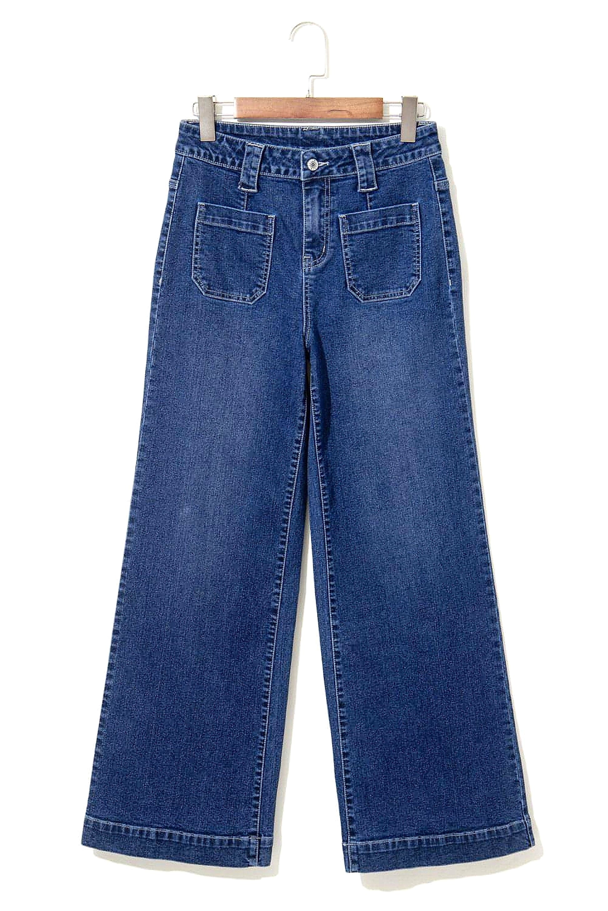 Sail Blue Wide Leg Pocketed High Waist Jeans - enhanced image 12