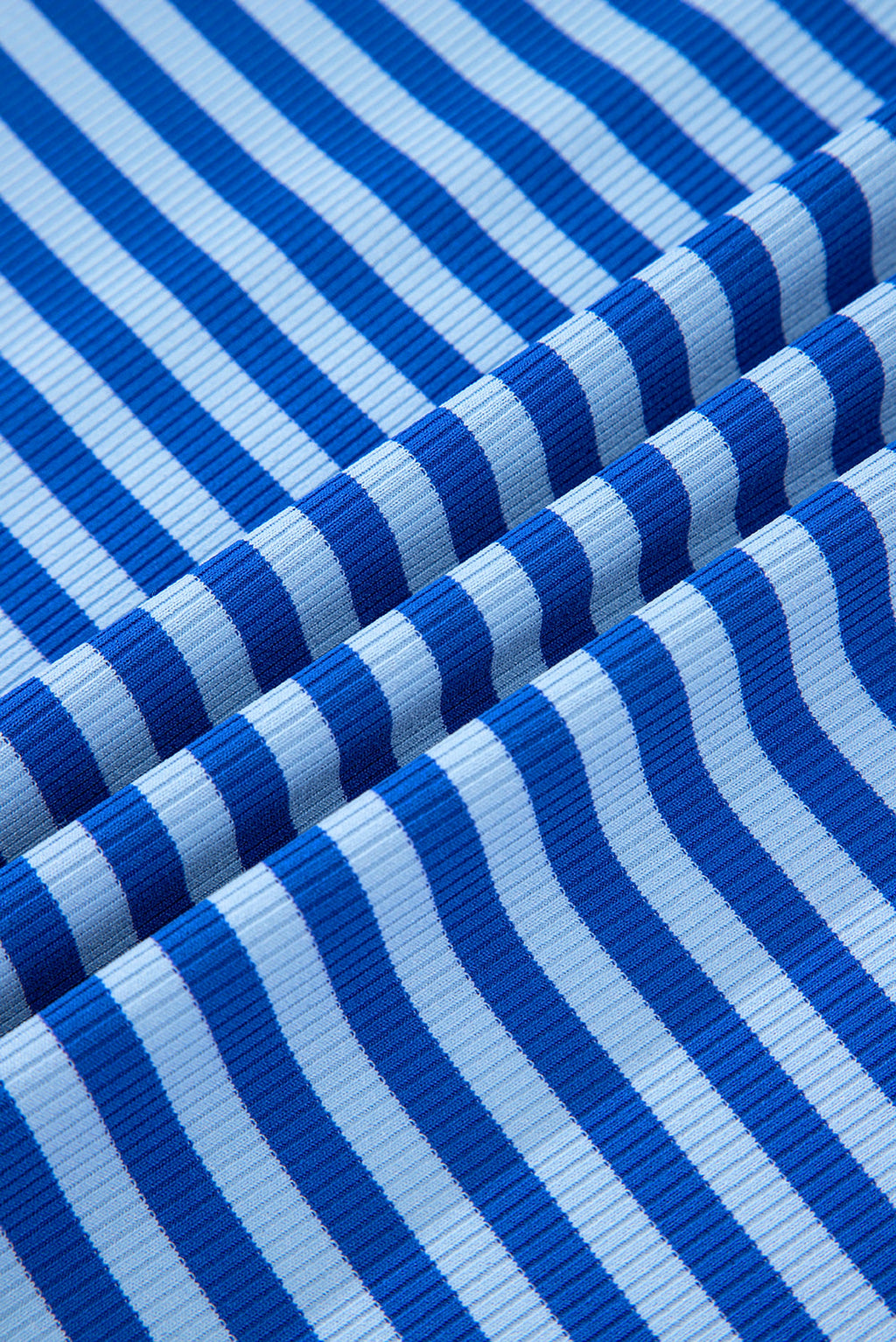 Sky Blue Stripe Ribbed Cap Sleeve Round Neck T Shirt - enhanced image 12