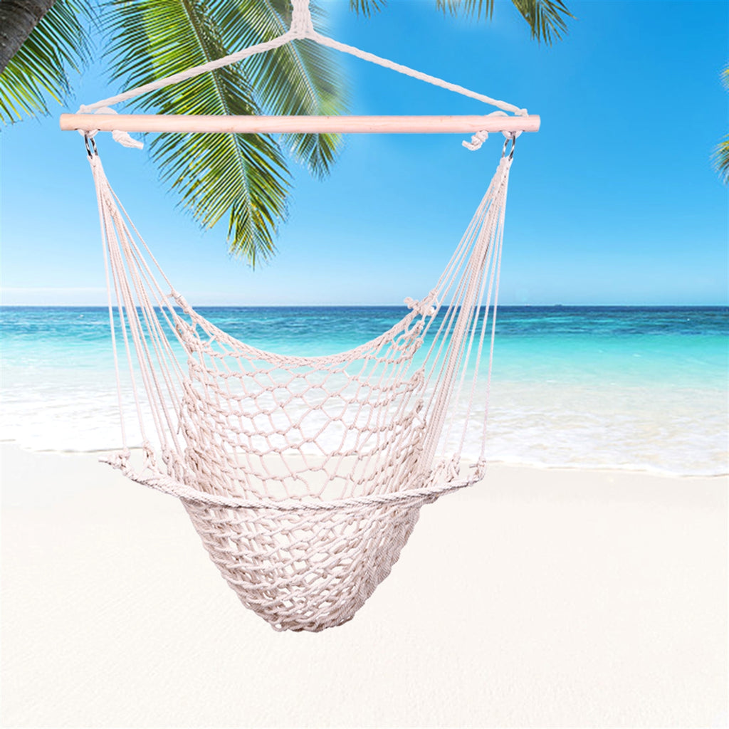 SolunaWeave™ – Cotton Rope Hanging Chair (Beige) - enhanced image 12