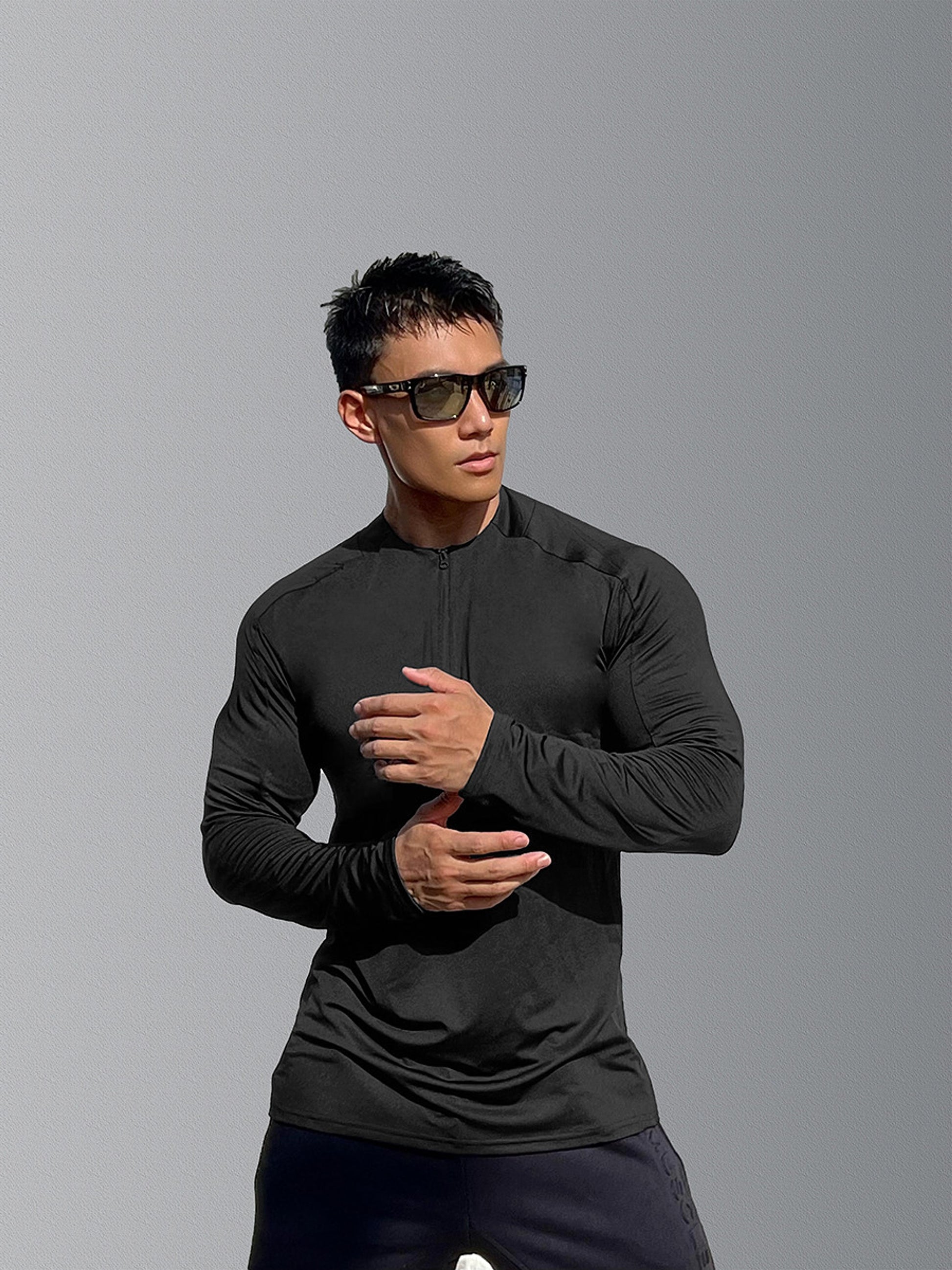 Sports Fitness Men's Long Sleeve Top Zip-up Shirt Trousers Two-piece Suit - enhanced image 12