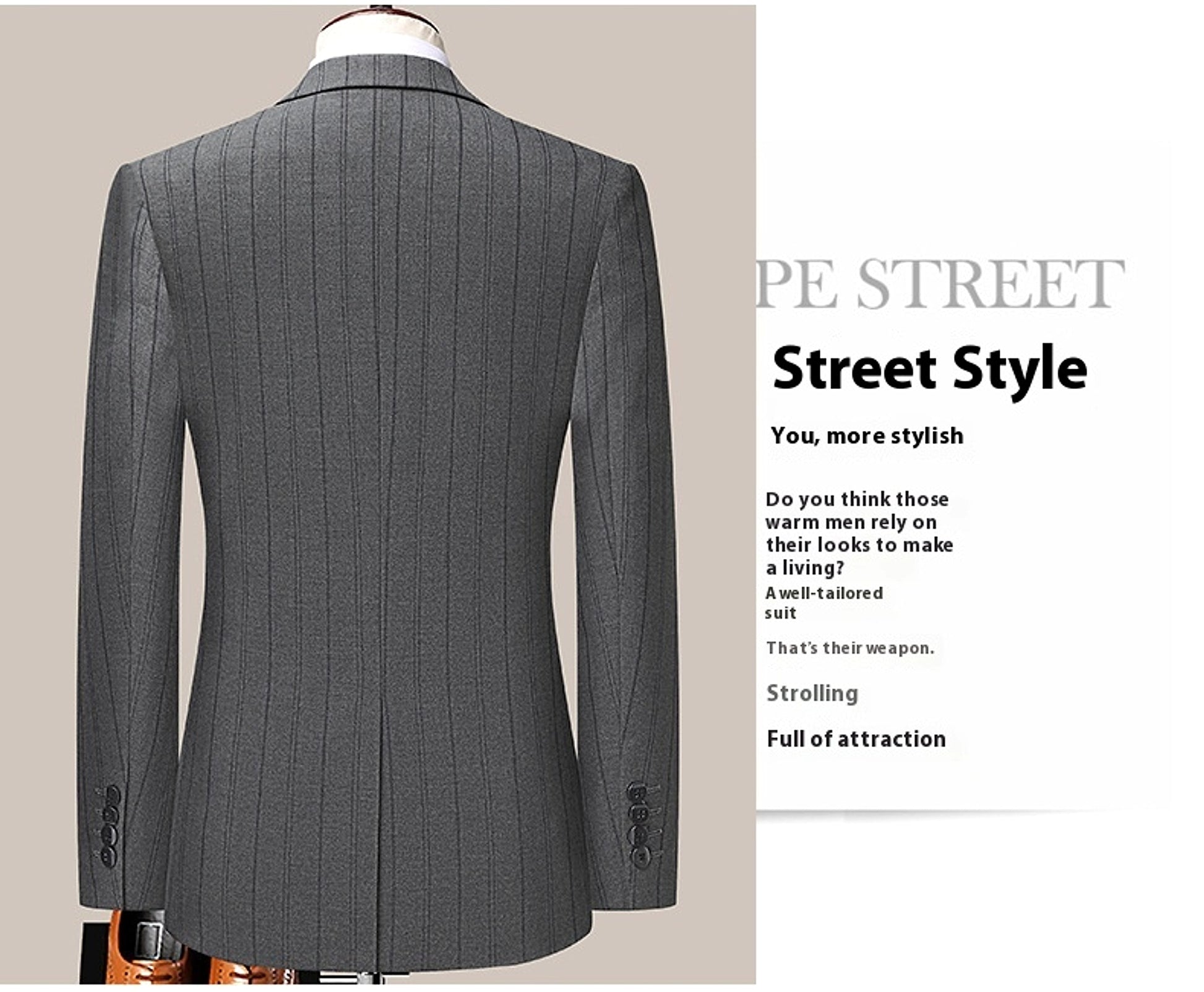 Graysven™ – Slim Striped Wedding & Business Suit - enhanced image 12