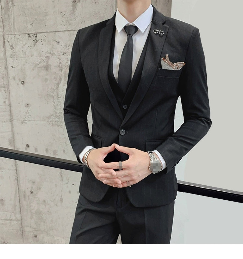 Striped Suit Men's Korean Style Small Suit Professional Business Suit - enhanced image 12