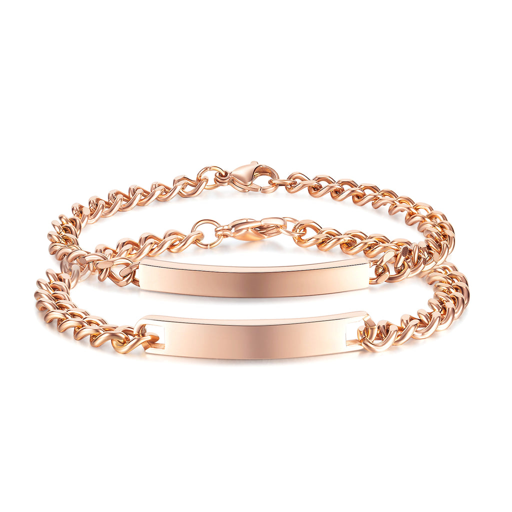 Titanium Steel Curved Plate Rose Gold Plated Men's And Women's Bracelet Bracelet - enhanced image 12