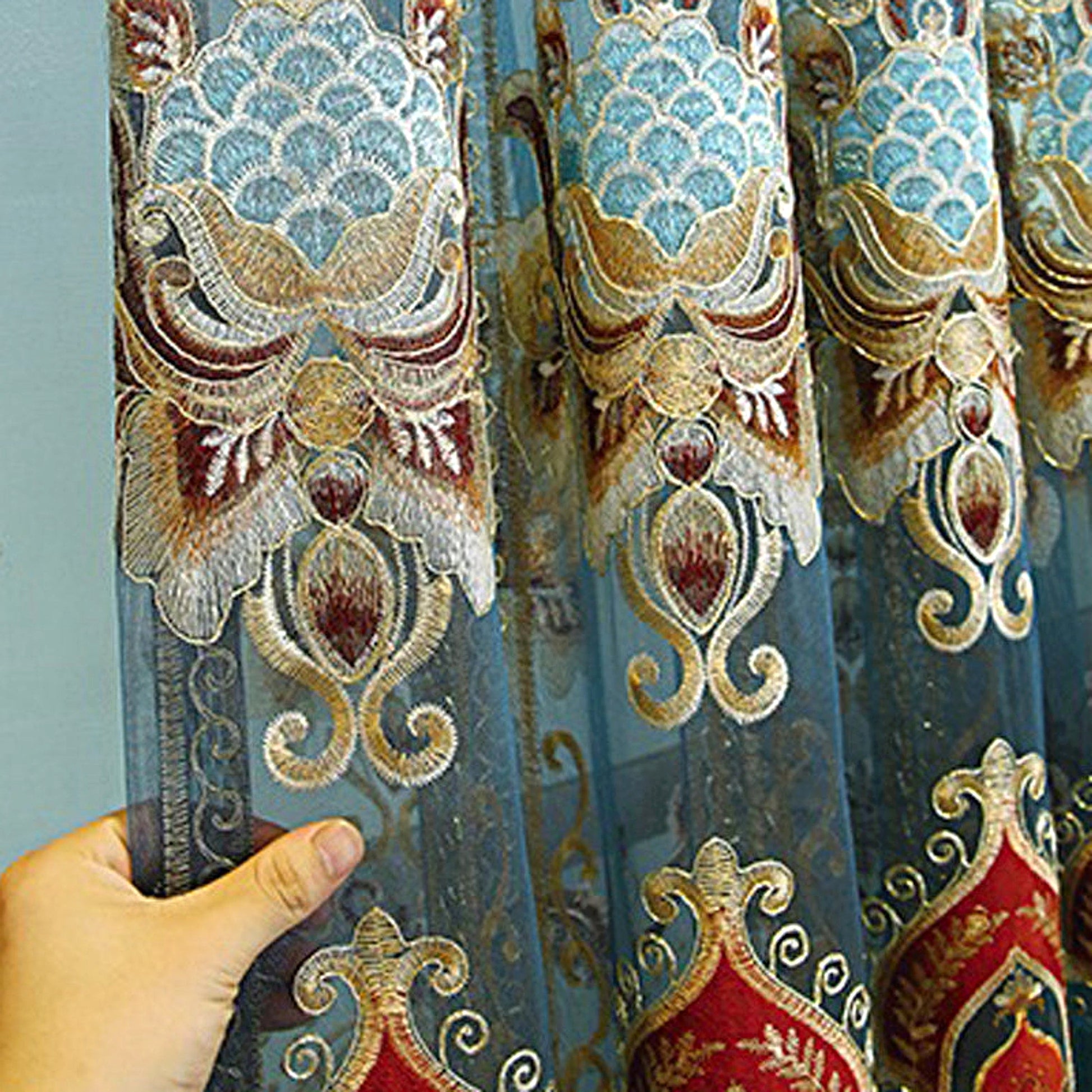 VeluRomi™ – Modern Velvet Embroidered Curtains for Light-Proof Elegance - enhanced image 12