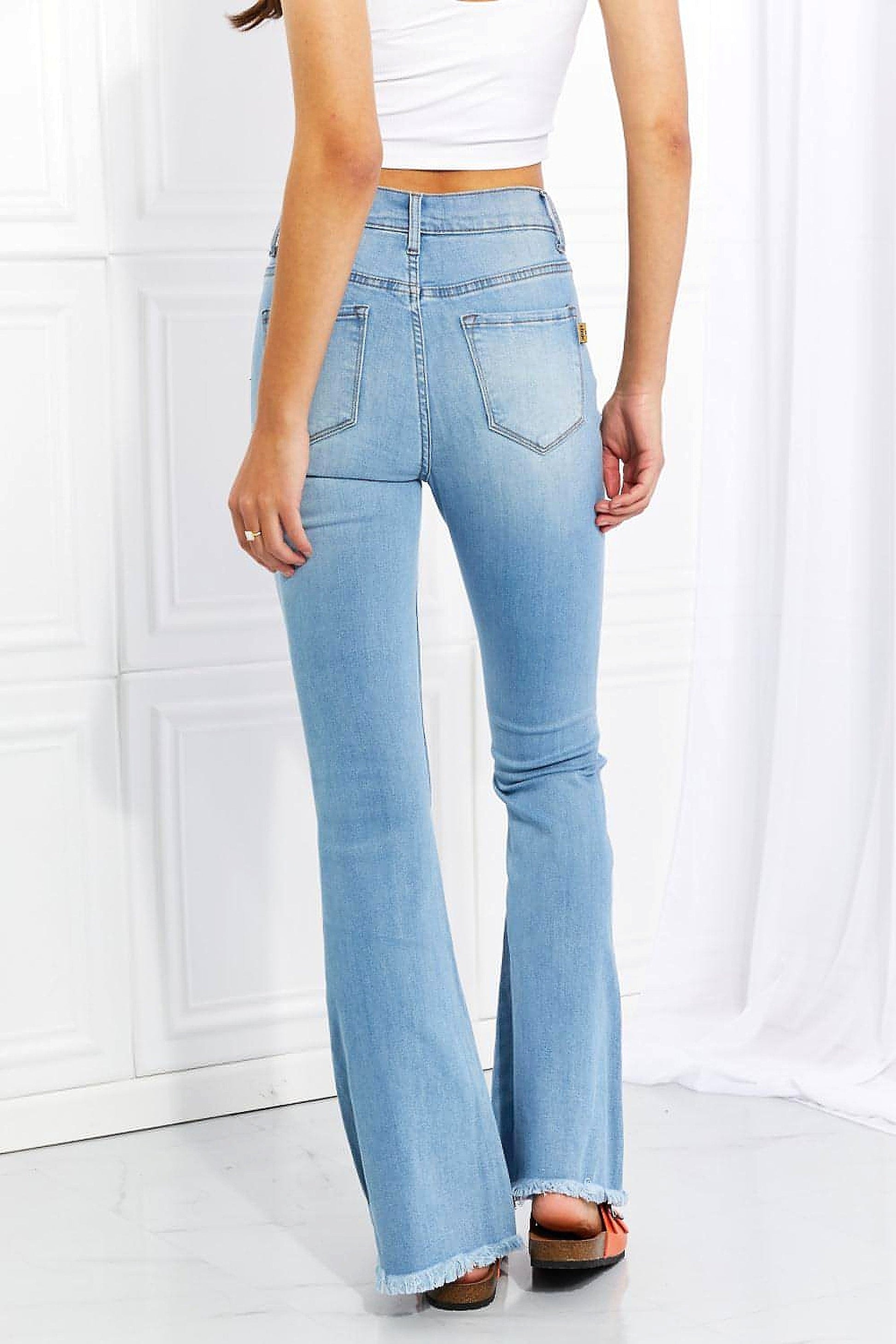 Vibrant MIU Full Size Jess Button Flare Jeans - enhanced image 12