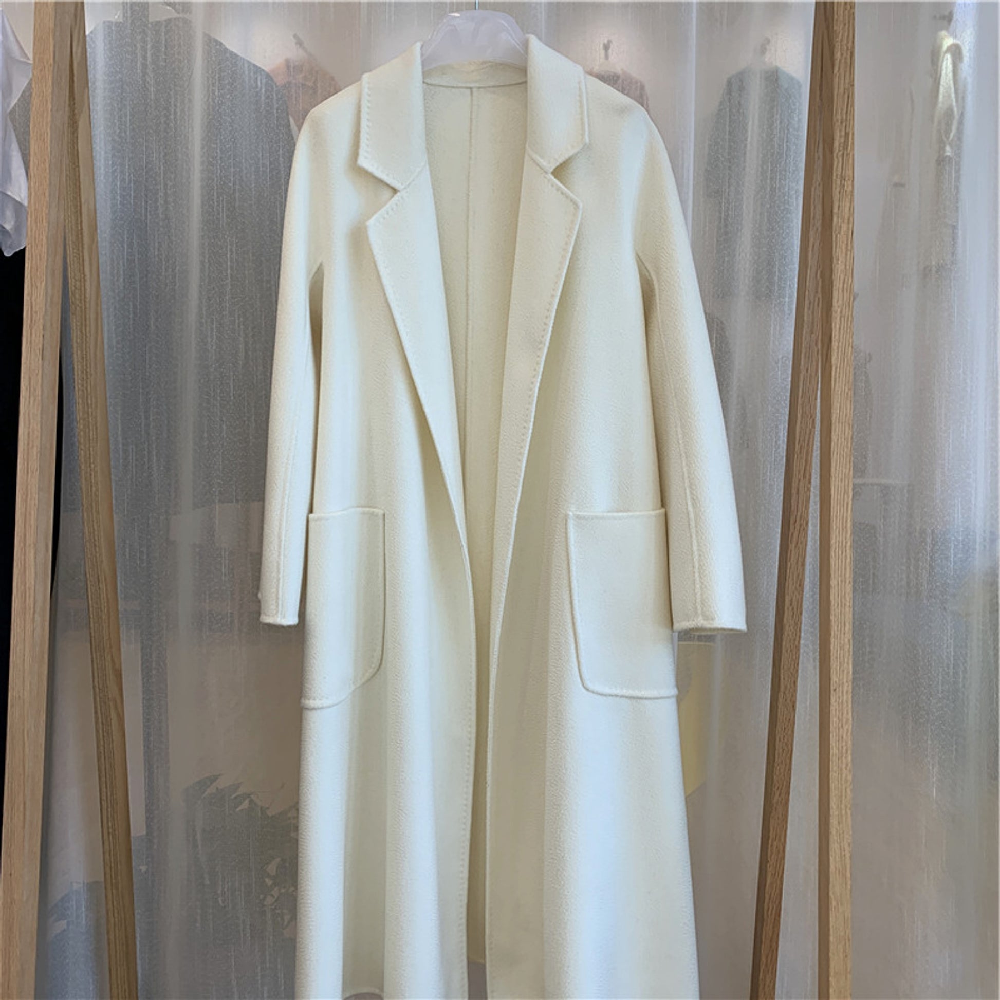 Water Ripple Cashmere Women's Long Reversible Coat – Luxury & Versatility - enhanced image 12